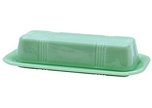 Vintage Style Jadeite Butter Dish - Classic Green Glass Butter Keeper with Lid - Perfect for Farmhouse Kitchen, Dining Table, and Rustic Home Decor