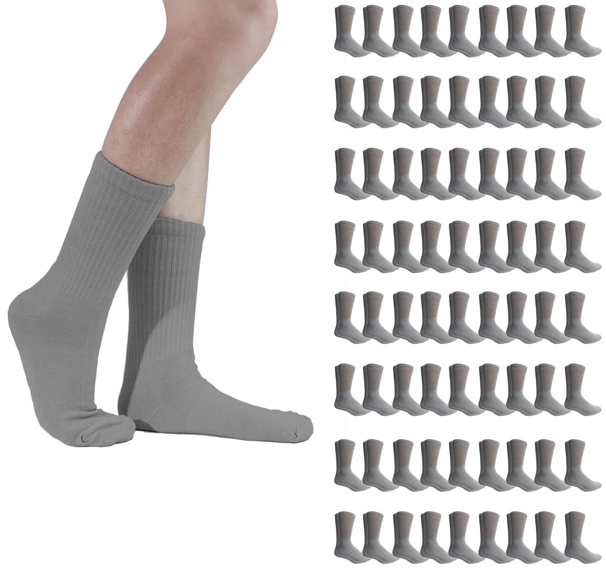 72 Pairs Bulk Cotton Crew Socks for Men & Women - Soft Lightweight Ankle Socks for Everyday Wear, Workout & Homeless Donations - Wholesale Pack (Black/White/Gray)