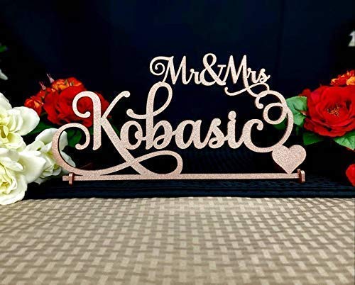 Personalized Mr and Mrs Sign with Last Name - Custom Wedding Sweetheart Table Decor - Elegant SAM Font - Perfect for Wedding Reception, Anniversary, or Romantic Home Decor