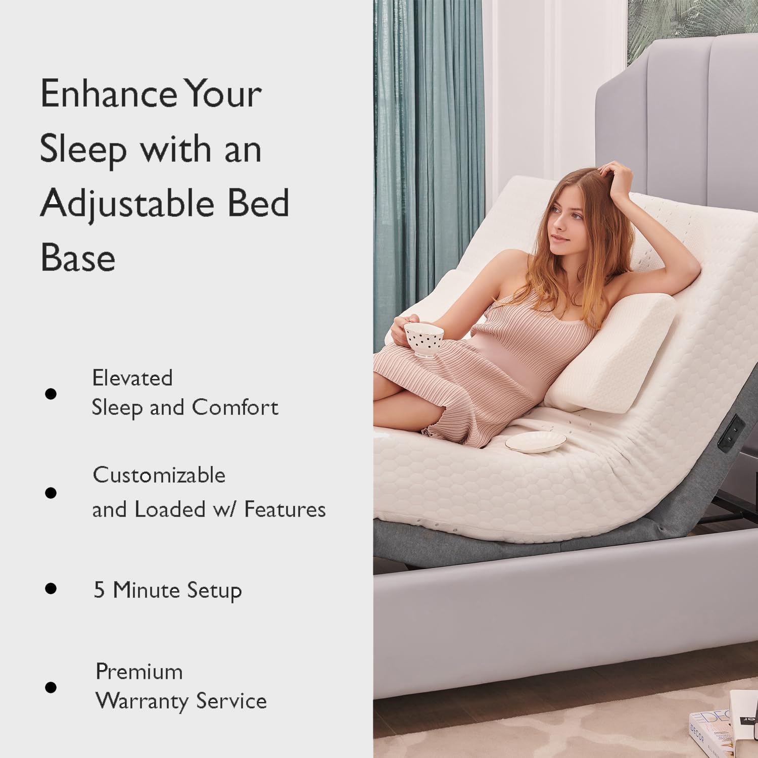 King Adjustable Bed Base with Full Body Massage, USB Ports & Zero Gravity - Anti-Snore Feature, Memory Positions, Under Bed Lighting & Wireless Remote - Perfect for Home Comfort, Relaxation & Better Sleep