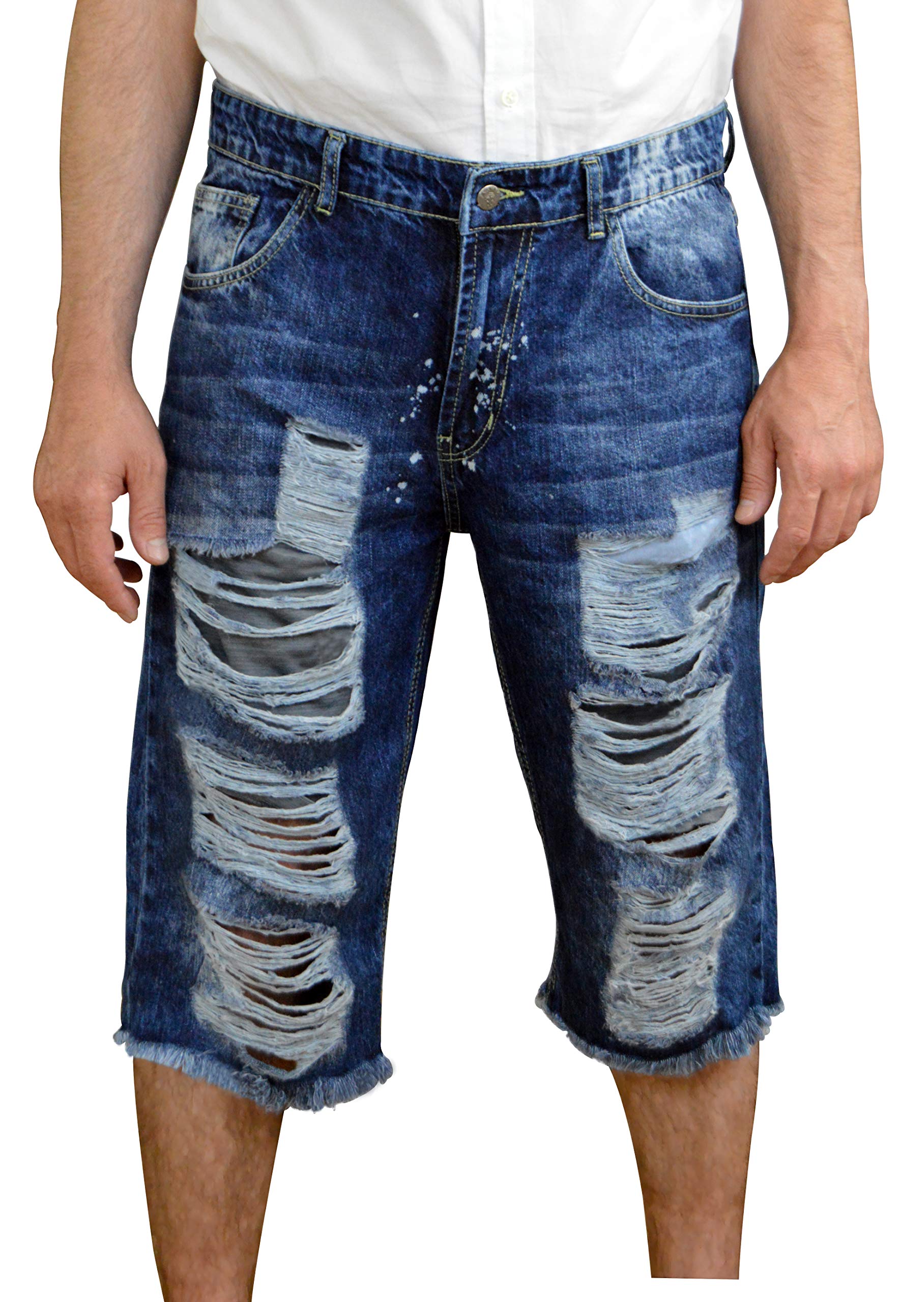 **Men's Distressed Ripped Denim Shorts - Classic Straight Fit Jean Shorts for Summer | Casual Wear, Beach Outings & Street Style**