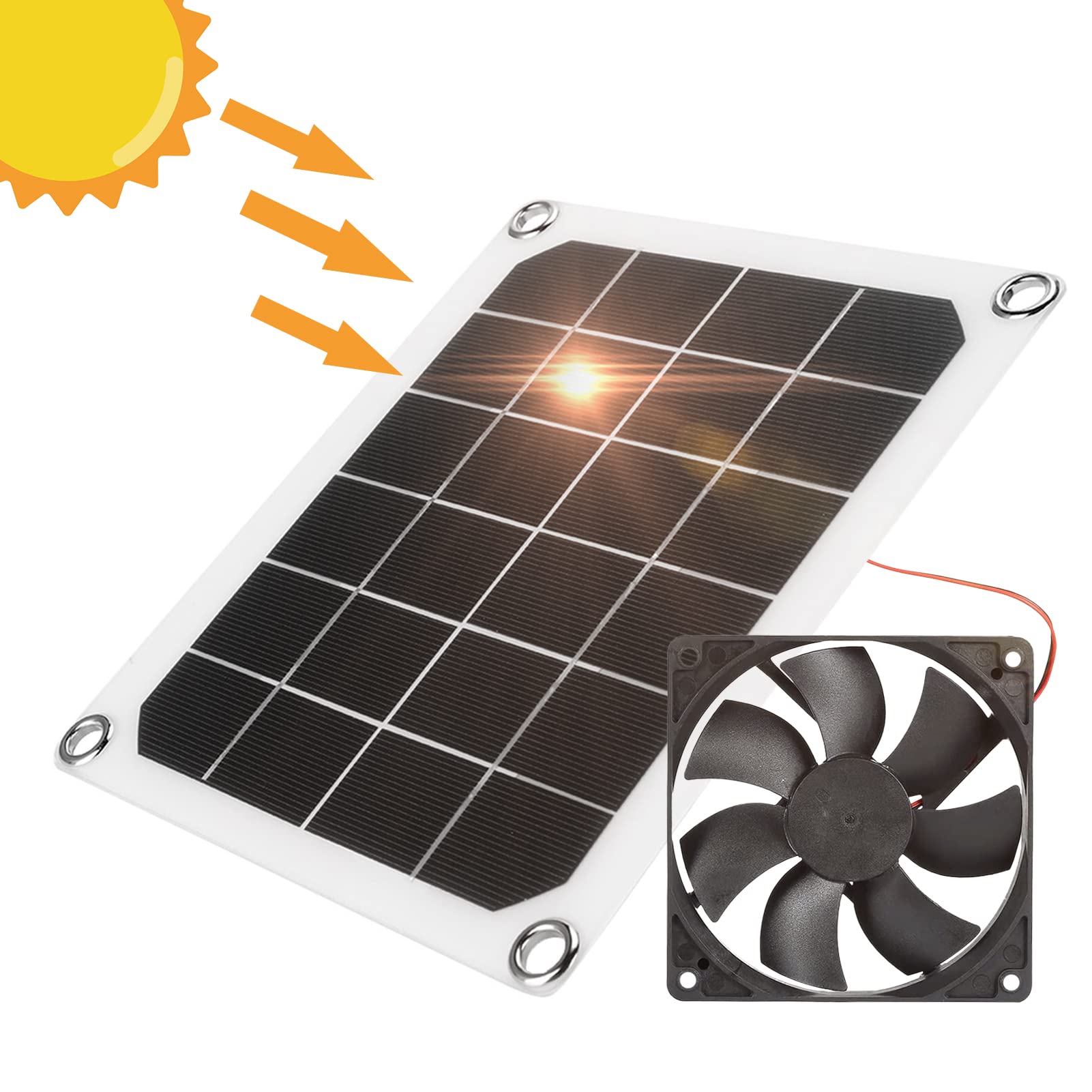 EVTSCAN 10W Solar Powered Exhaust Fan - Solar Attic Ventilation System with USB Charging for Greenhouse, Chicken Coop, Warehouse, RV Cooling - Ideal for Home, Farm & Outdoor Use