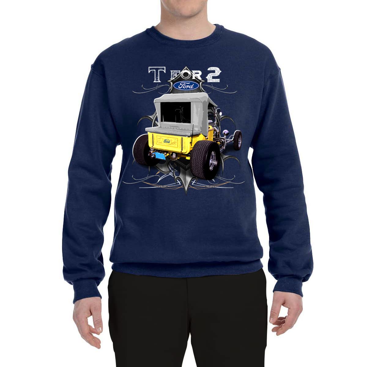 Vintage Ford Model T 1900 Graphic Sweatshirt - Wild Bobby Retro Cars & Trucks Unisex Crewneck Pullover for Men & Women | Perfect for Car Enthusiasts, Vintage Lovers & Casual Outfits
