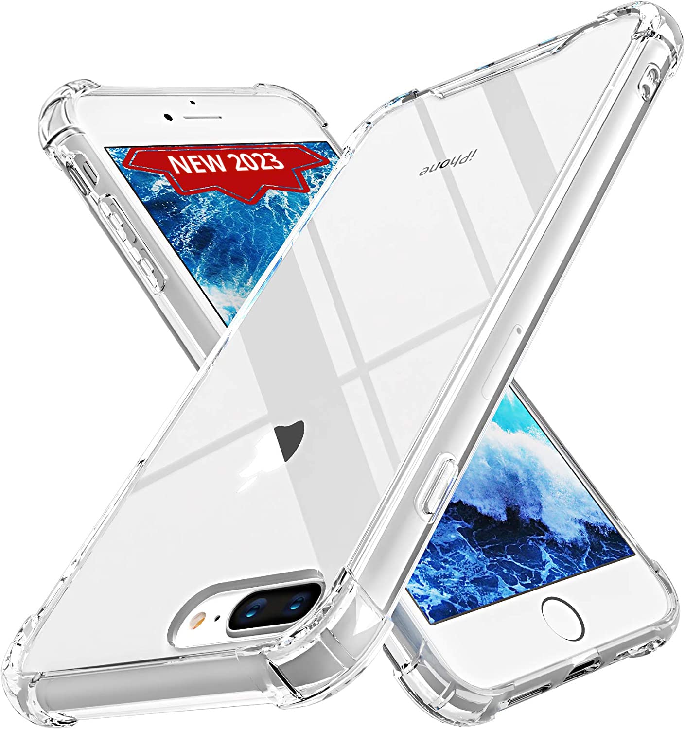 Orase Ultra Clear Shockproof iPhone 8 Plus/7 Plus Case - Slim Fit Hard Back Cover - Anti-Yellowing Protective Phone Case - Perfect for Everyday Use & Travel Protection