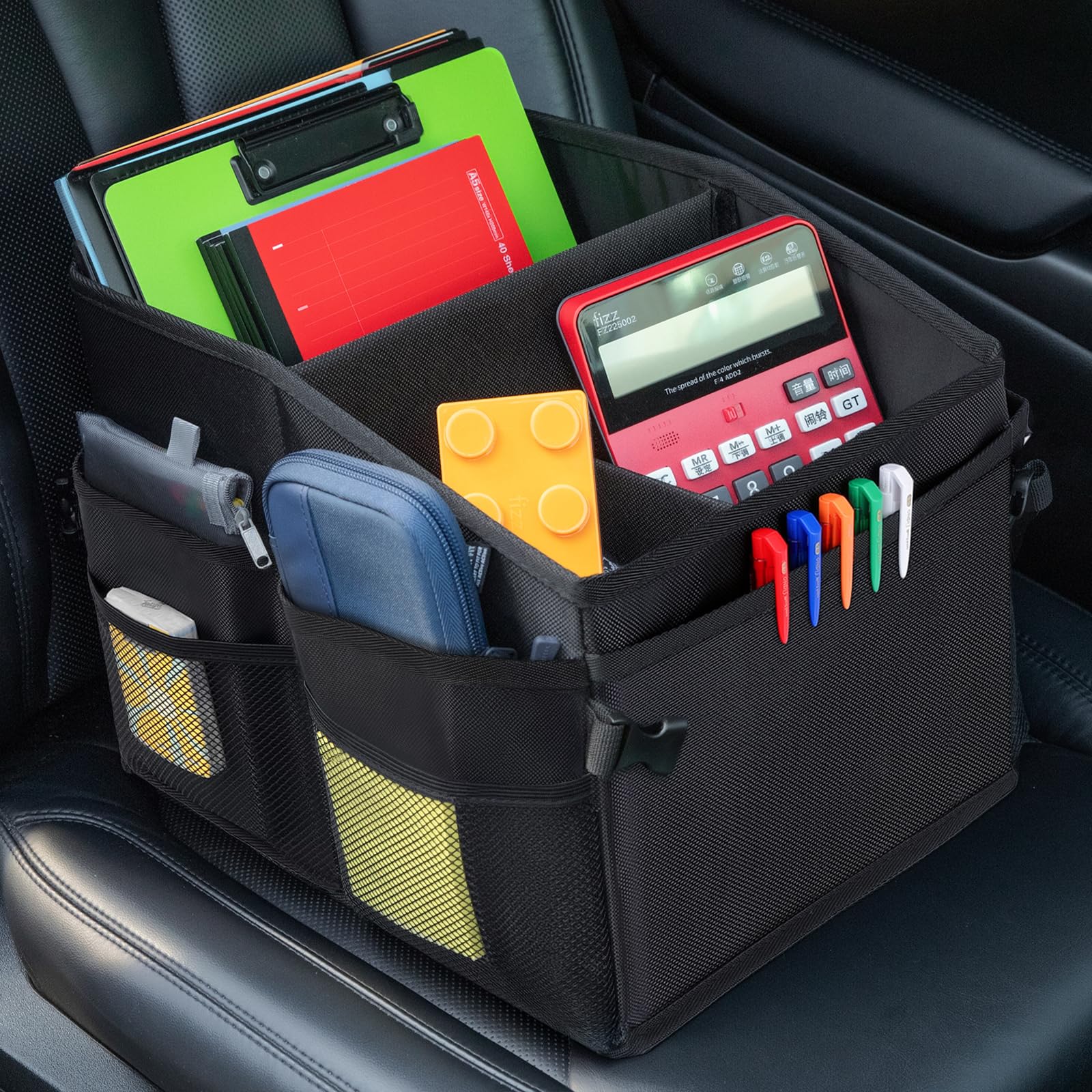 Car Organizer with Detachable Divider & Multi-Pockets - Universal Car Seat Storage Organizer for Front Seat, Backseat & Middle Seat - Perfect for Kids Toys, Snacks & Travel Essentials