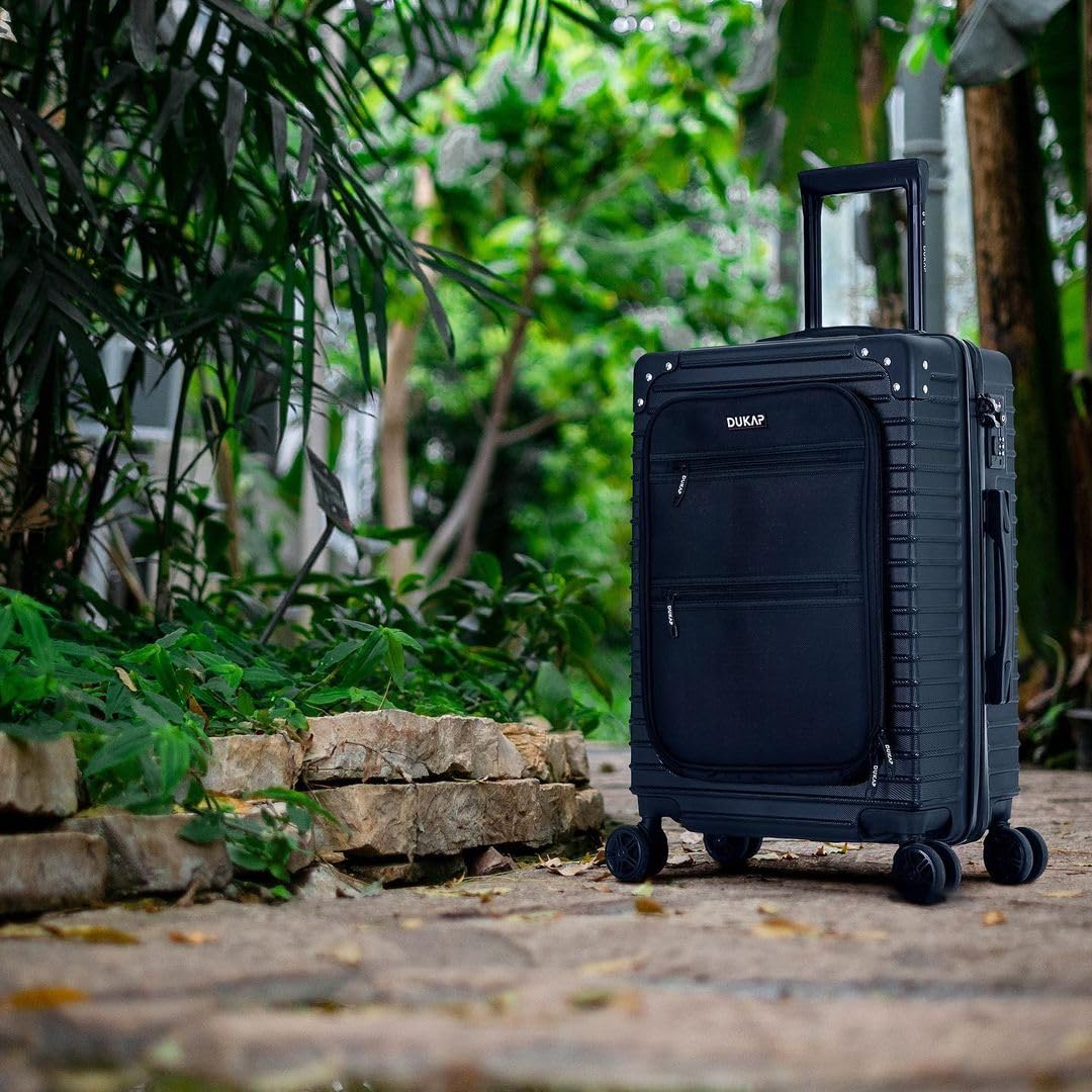 DUKAP TOUR 3-Piece Hardside Spinner Luggage Set with TSA Lock - 20/24/28 Inch Expandable Suitcases for Travel, Black | Perfect for Business Trips, Family Vacations & International Travel