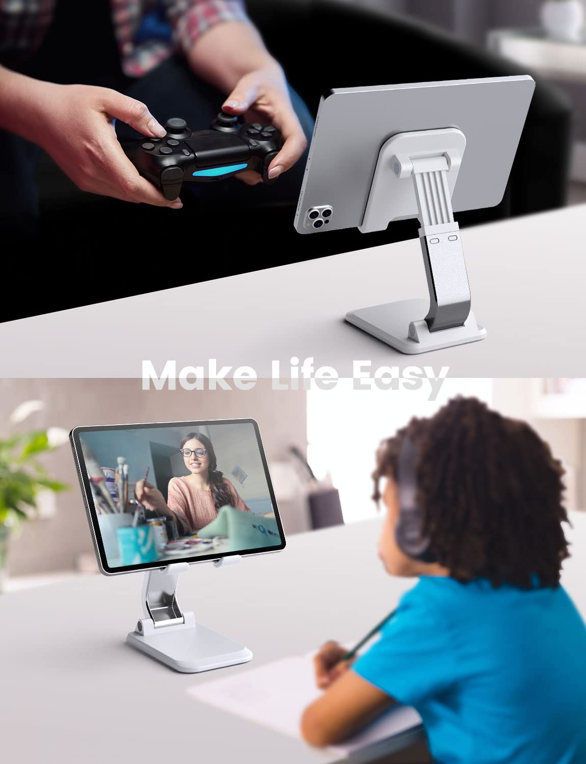 Adjustable Phone Stand for Desk - Universal Phone Holder for iPhone, iPad & Tablets 4