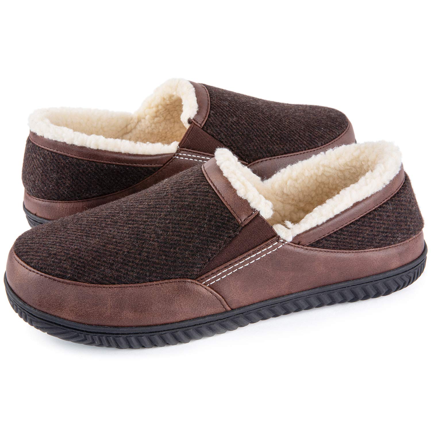 Ultraideas Men's Memory Foam Slippers - Soft Fleece Lined House Shoes for Indoor & Outdoor Wear - Perfect for Relaxing at Home, Lounging, and Quick Errands