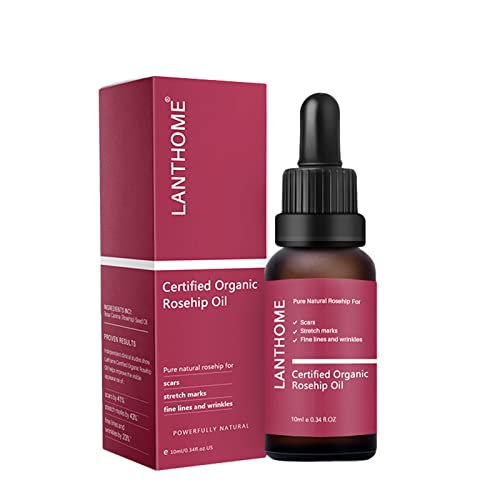 Organic Rosehip Oil for Face & Body - 10ml Hydrating Facial Oil & Massage Oil with Purifying Foaming - Best for Dry Skin, Anti-Aging & Night Care Routine
