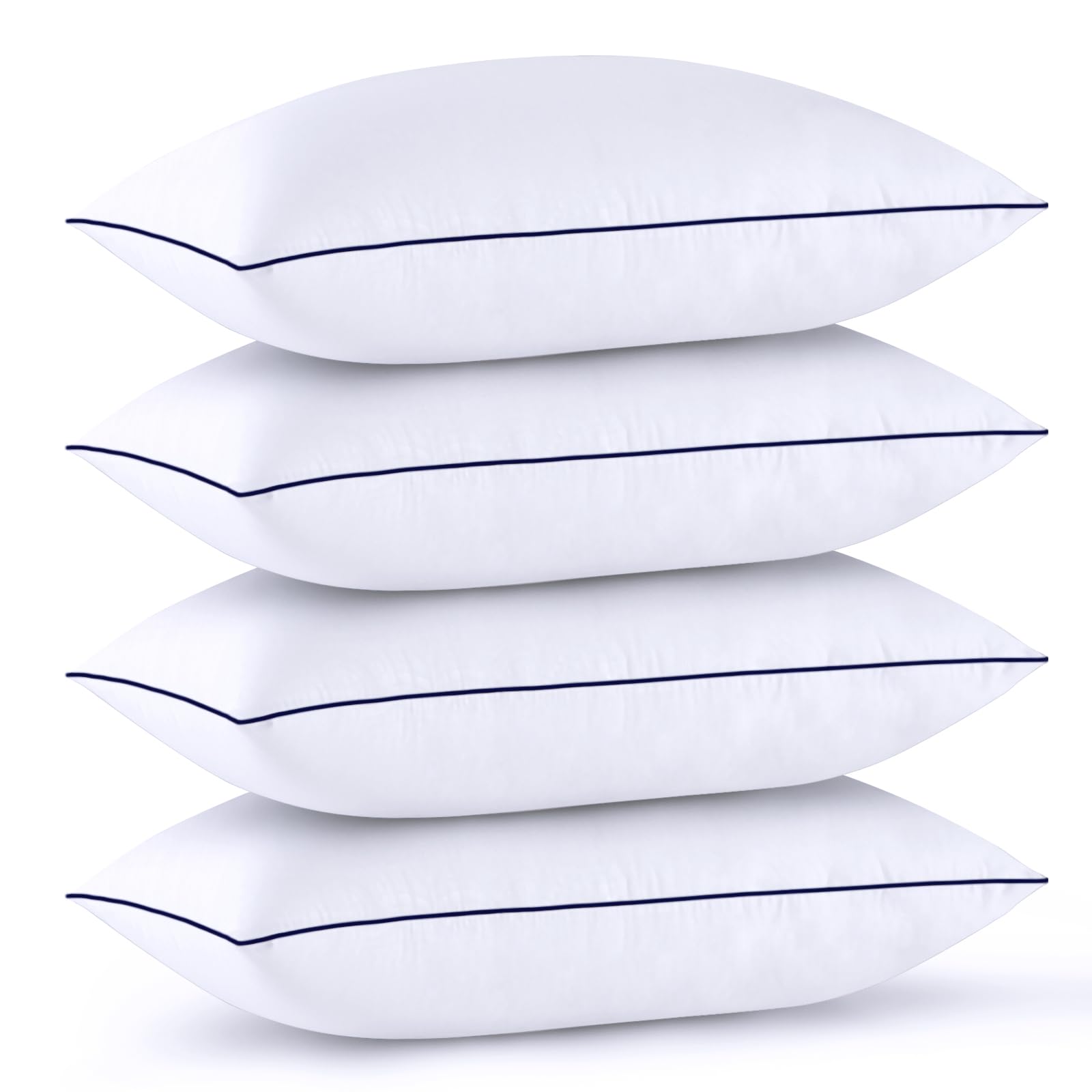 GOHOME Standard Size Pillows Set of 4 - Cooling Supportive Hotel Quality Bed Pillows with Premium Soft Down Alternative Fill for Side, Stomach & Back Sleepers | Perfect for Home, Guest Room & Travel Use