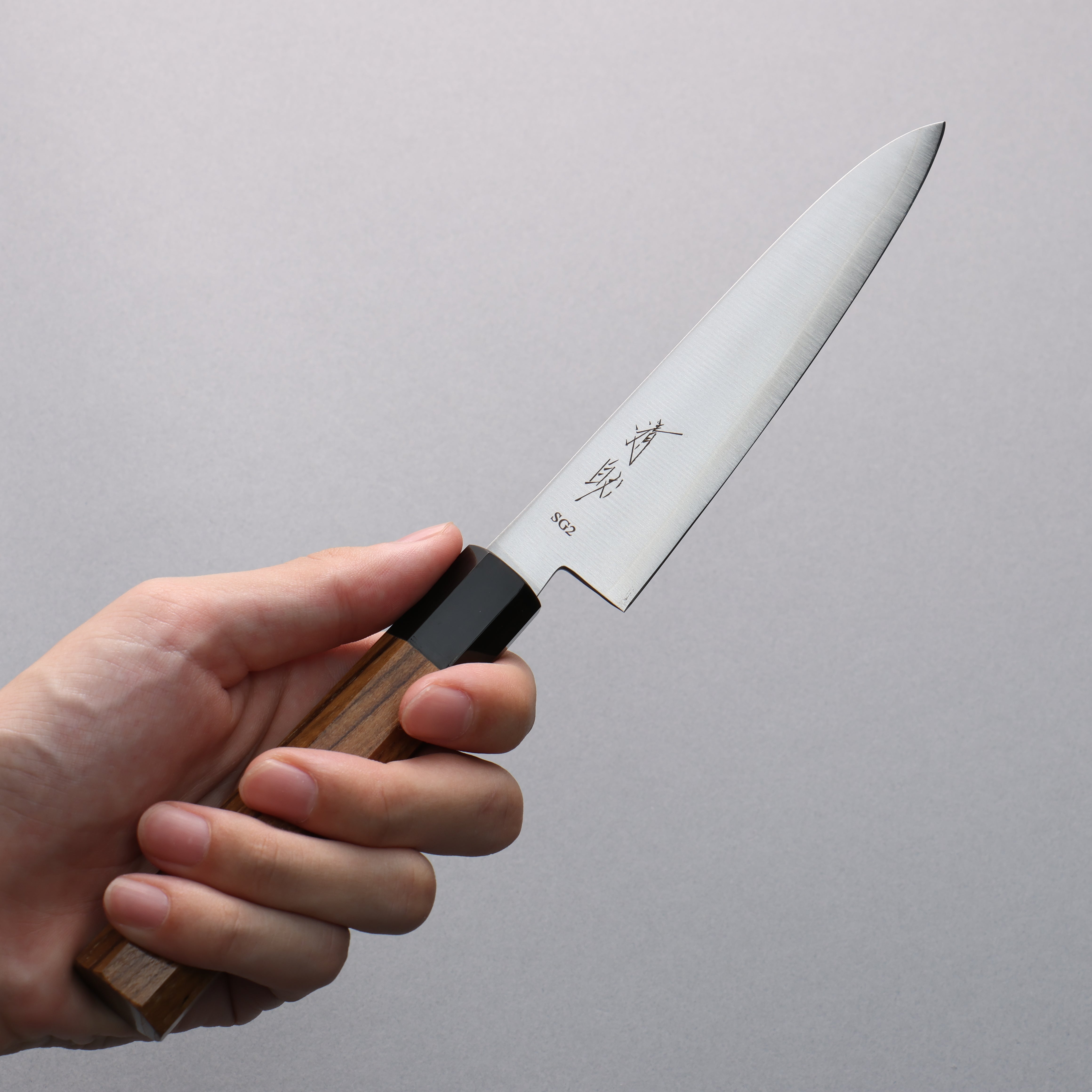 Premium SG2 Steel Petty Utility Knife 135mm - Japanese Teak Handle with Black Water Buffalo Horn Ferrule - Perfect for Slicing, Peeling & Precision Kitchen Tasks