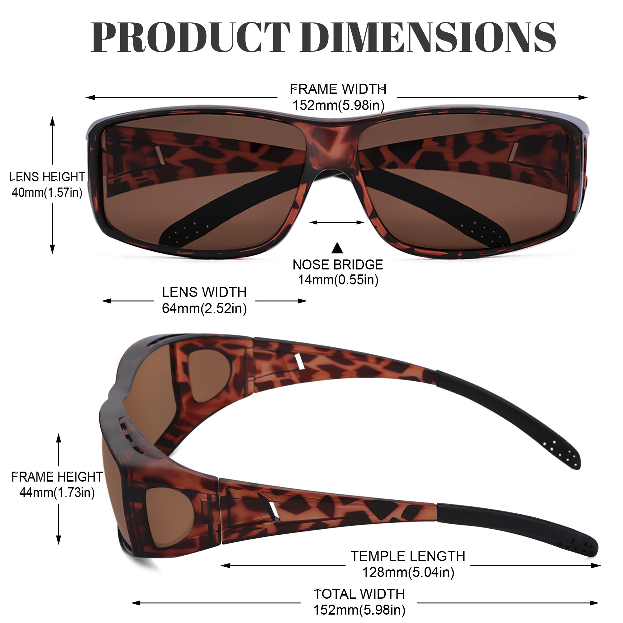 Polarized Sunglasses for Men & Women - Fit Over Prescription Glasses, UV400 Protection Wrap Around Sunglasses for Driving, Outdoor Sports & Daily Use