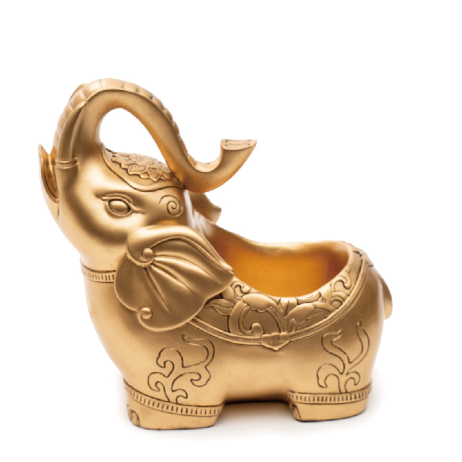 Golden Elephant Resin Key Storage Tray - Elegant Home Decor for Porch, Living Room, Bedroom & Office | Desktop Organizer, TV Cabinet & Tea Table Decoration | Perfect Housewarming Gift
