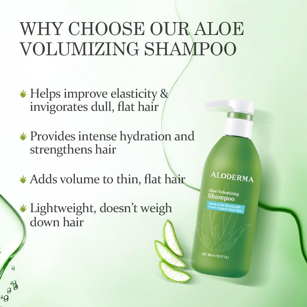 Aloderma Aloe Vera Hair Care Set - Volumizing Shampoo & Nourishing Conditioner for Thicker, Healthier Hair | Natural Hair Growth Treatment for Dry, Damaged Hair | Perfect for Daily Hair Care Routine & Salon-Quality Results at Home