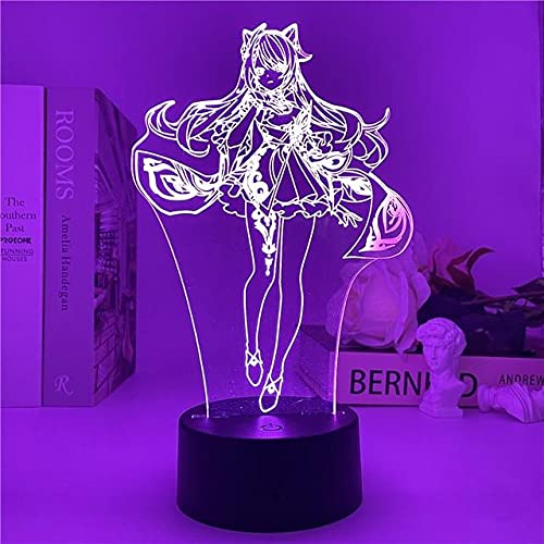 Keqing 3D LED Night Light - Anime Game Character Table Lamp with 16 Color Changing Modes & Remote Control, Perfect for Bedroom Decor, Gaming Room Setup, and Gifts for Genshin Impact Fans