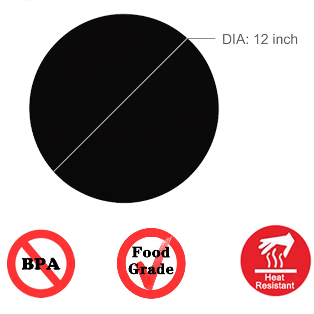 12 Inch Silicone Microwave Mat - Non Stick Turntable Mat for Kitchen, Heat Resistant Oven Mat (2 Pack, Black) - Perfect for Microwave, Oven & Countertop Protection