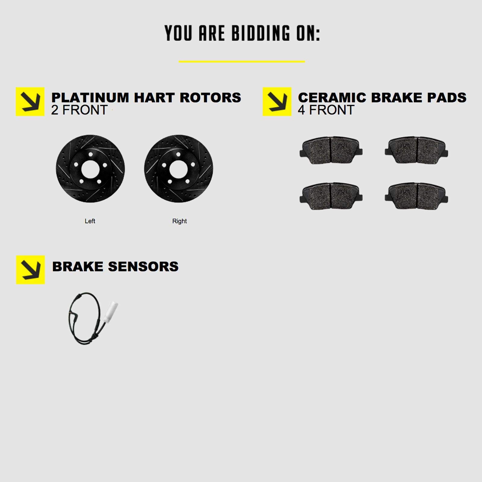 Hart Brakes Front Brake Pads and Rotors Kit - Ceramic Brake System Replacement for Smooth Stopping | Perfect for Daily Commuting, Highway Driving & Heavy-Duty Vehicles | BHCF.34125.02