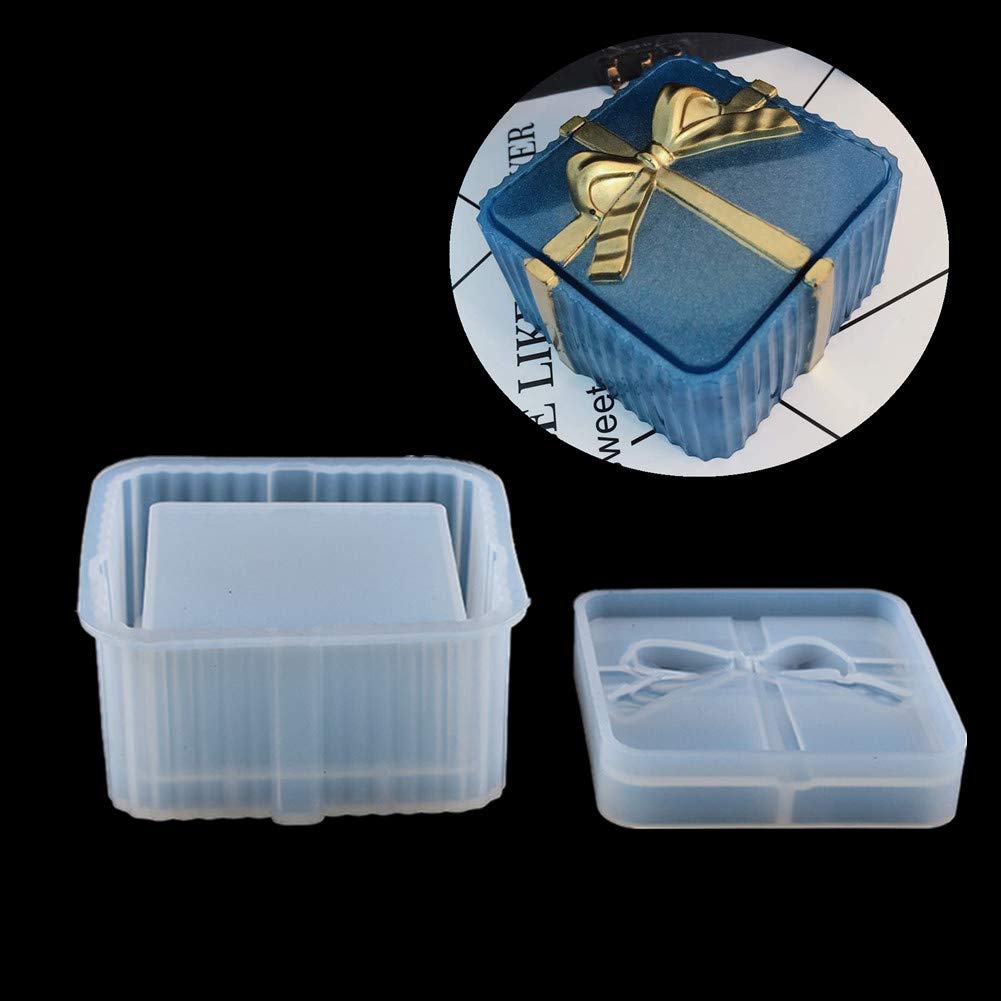 Premium Silicone Gift Box Molds with Bow Lid - DIY Resin Jewelry Storage & Lipstick Holder Molds for Handmade Crafts (Square Shape) - Perfect for Wedding Favors, Party Decor & DIY Gifts