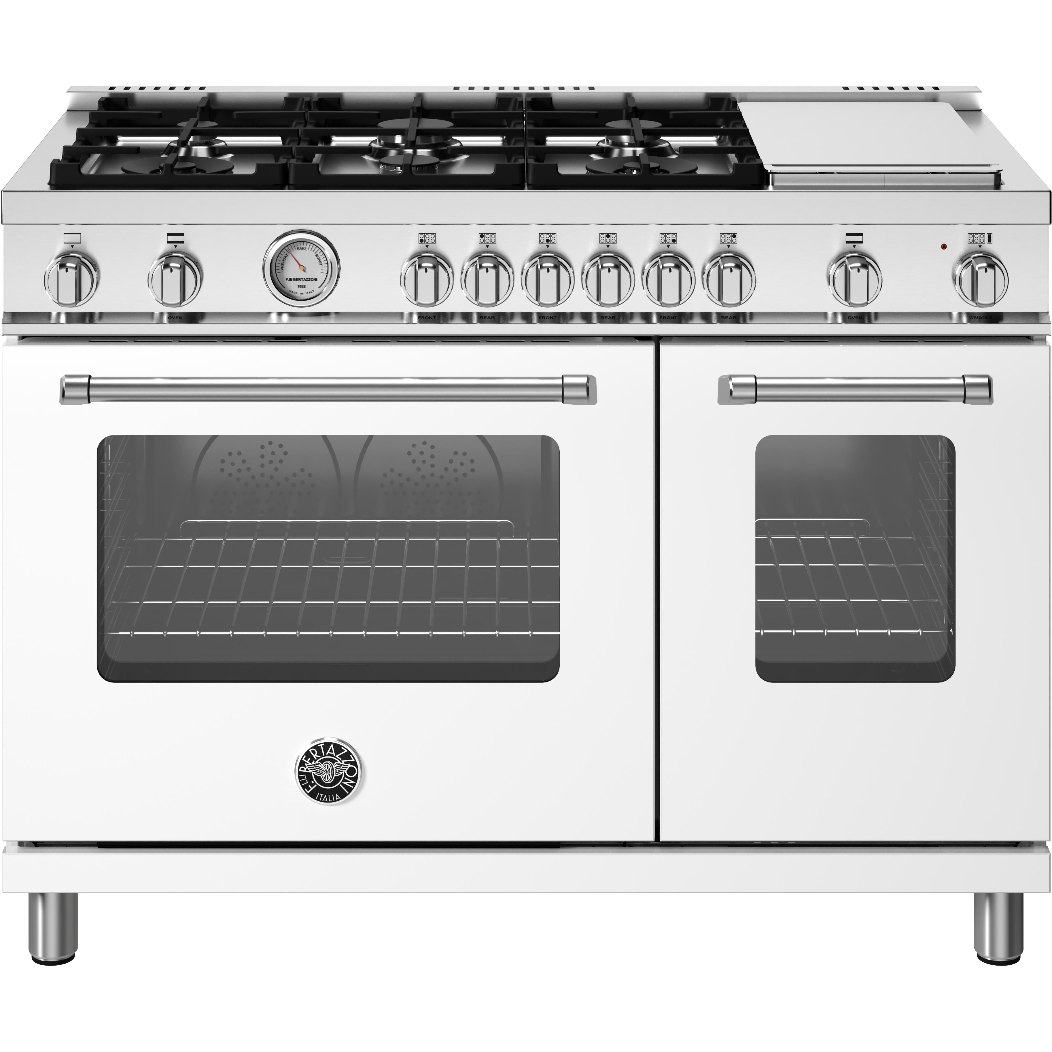 Bertazzoni 48 Inch Freestanding Gas Range MAS486GGASBIV - Professional Stainless Steel Stove for Home Kitchen, Perfect for Baking, Roasting & Cooking Large Meals