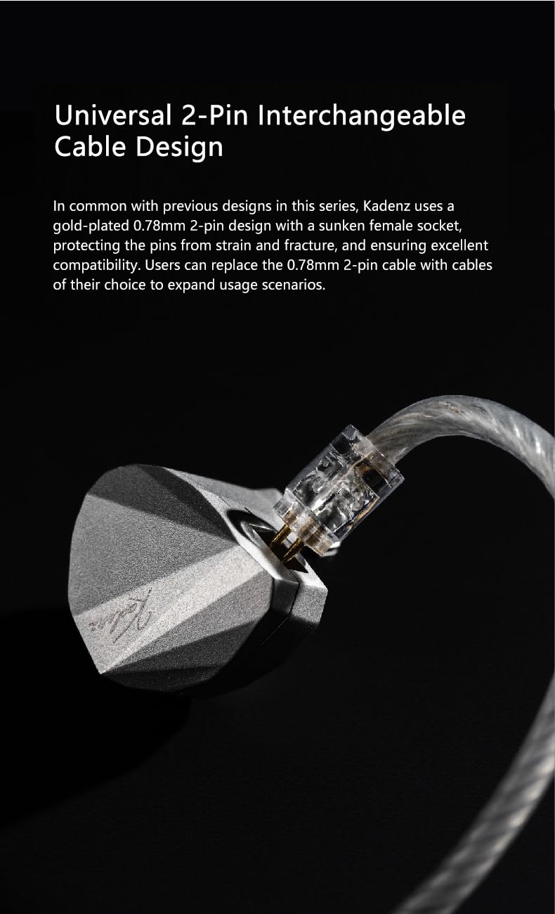 Moondrop Kadenz 10mm Dynamic Driver HiFi In-Ear Headphones with 4.4mm/3.5mm/USB-C Connectors - Premium Sound for Music, Gaming & Travel