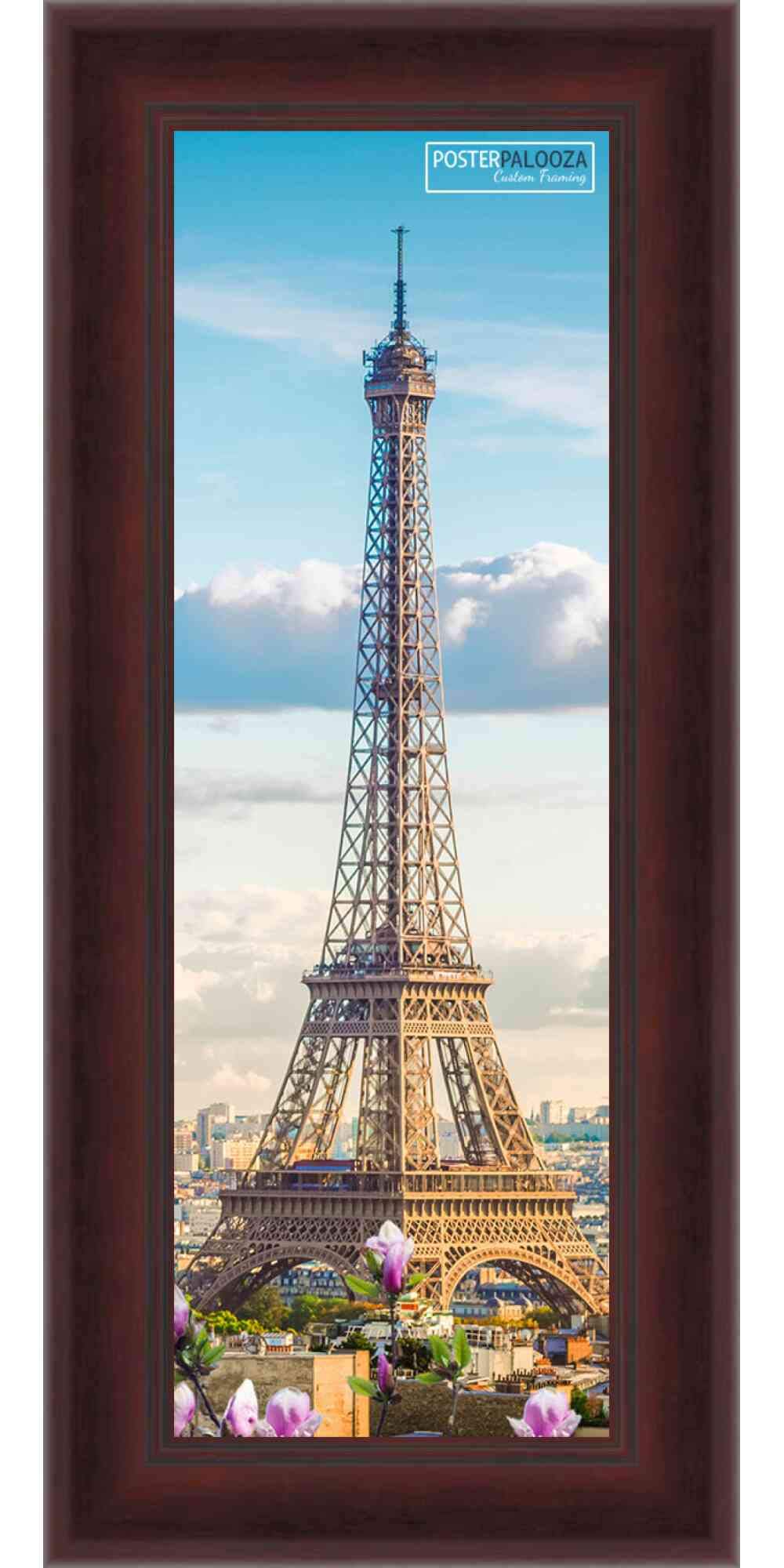 13.5x40 Modern Mahogany Wood Panoramic Picture Frame with UV Acrylic, Backing & Hanging Hardware - Perfect for Wall Art, Family Photos & Large Poster Displays in Living Rooms, Offices & Galleries