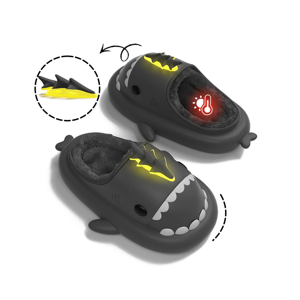 Sharkicks Basic Winter Lightning Dragon Heel Open Shark Slippers - Cozy Indoor/Outdoor House Shoes for Men & Women - Perfect for Home, Lounge, and Casual Wear