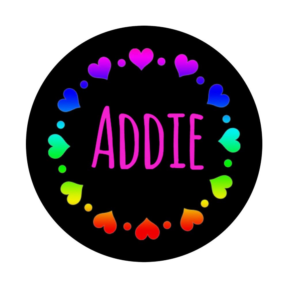 Personalized Girls PopSocket - Colorful Hearts Design - Custom Name Addie - Swappable PopGrip for Phones & Tablets | Perfect Gift for Birthdays, Christmas & Back to School