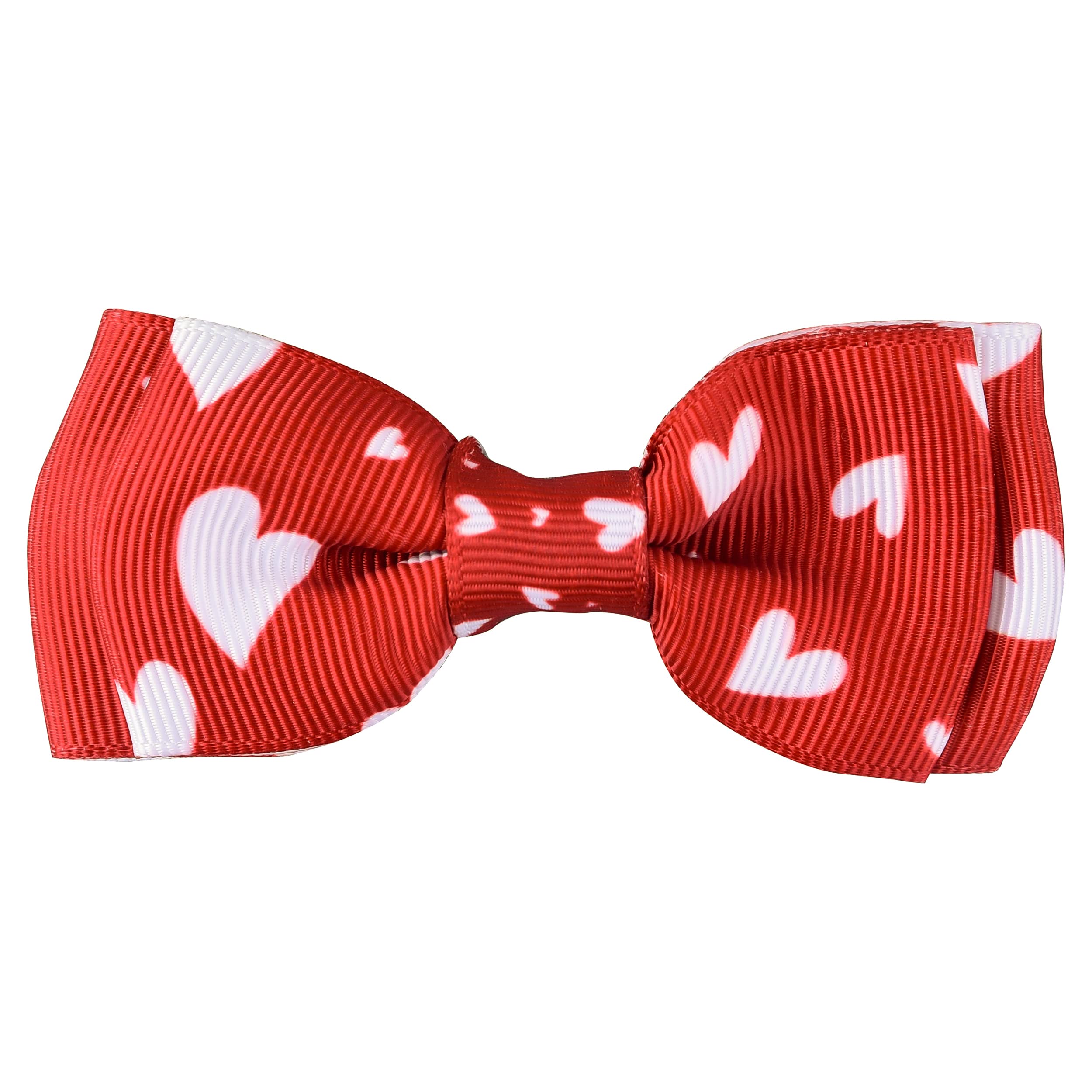 Valentine's Day Dog Collar with Adjustable Bow Tie - Cute Heart Pattern Pet Collar for Small, Medium & Large Dogs (White Hearts, Large) - Perfect for Valentine's Gifts, Pet Parties & Photo Shoots