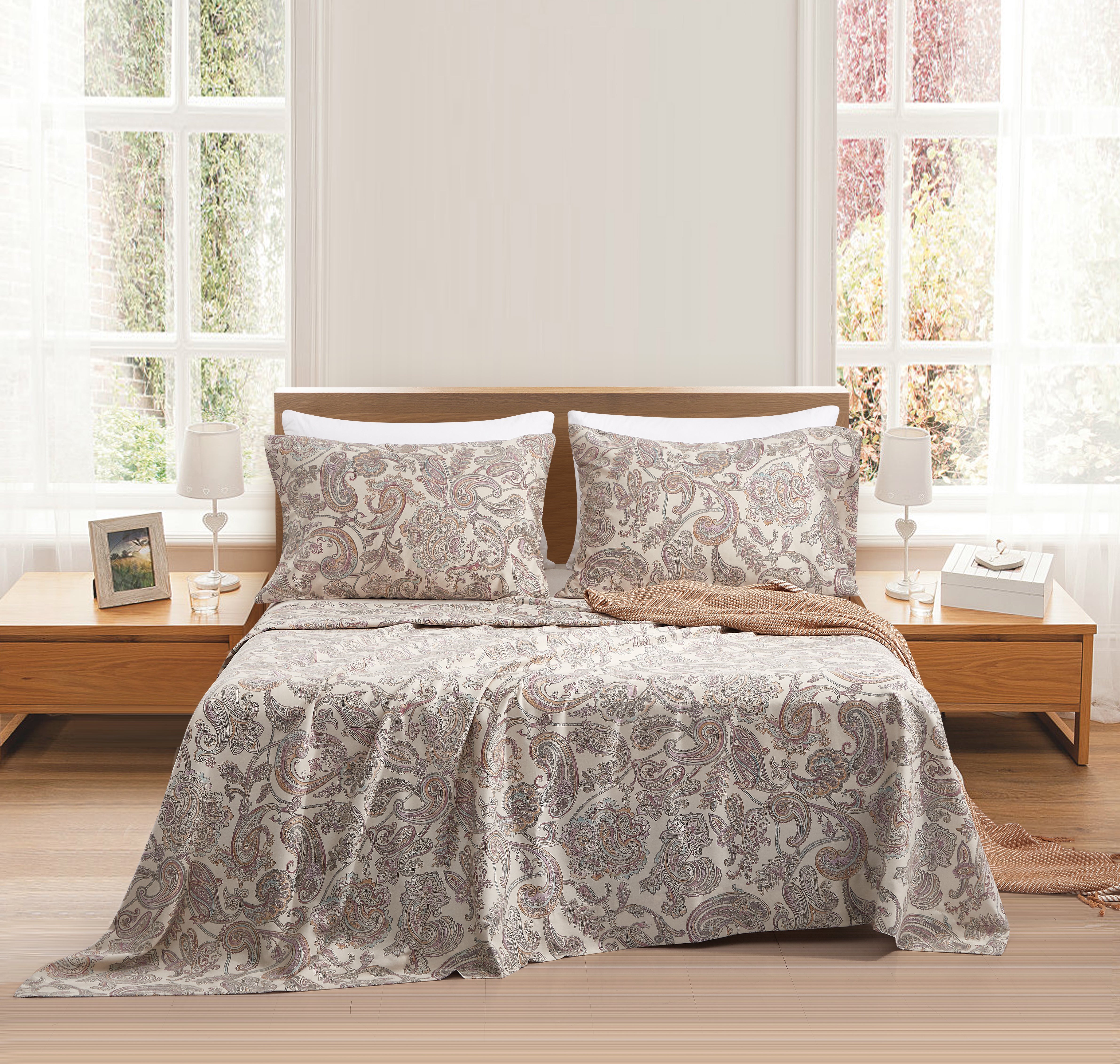 400 Thread Count Printed Cotton Sheet Set - Soft & Breathable Bedding for a Comfortable Sleep - Perfect for Master Bedroom, Guest Room & Dorm