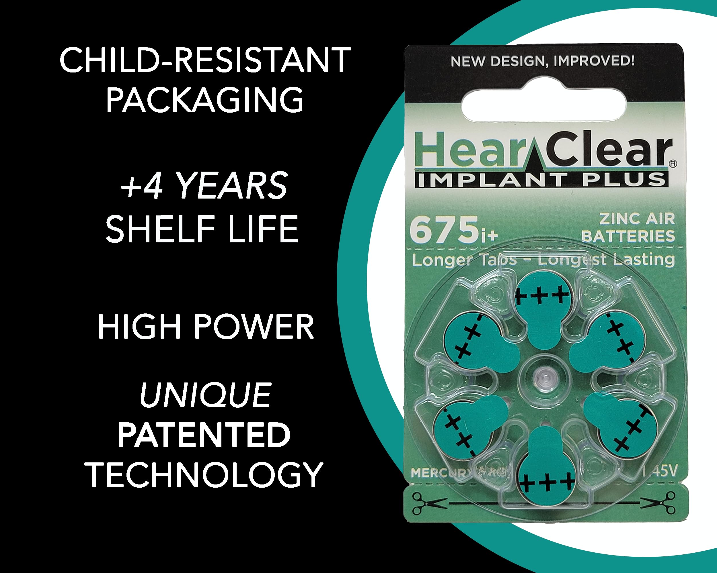675P Cochlear Implant Hearing Aid Batteries - 60 Pack with Convenient Battery Holder Keychain - Perfect for Travel, Work & Daily Use