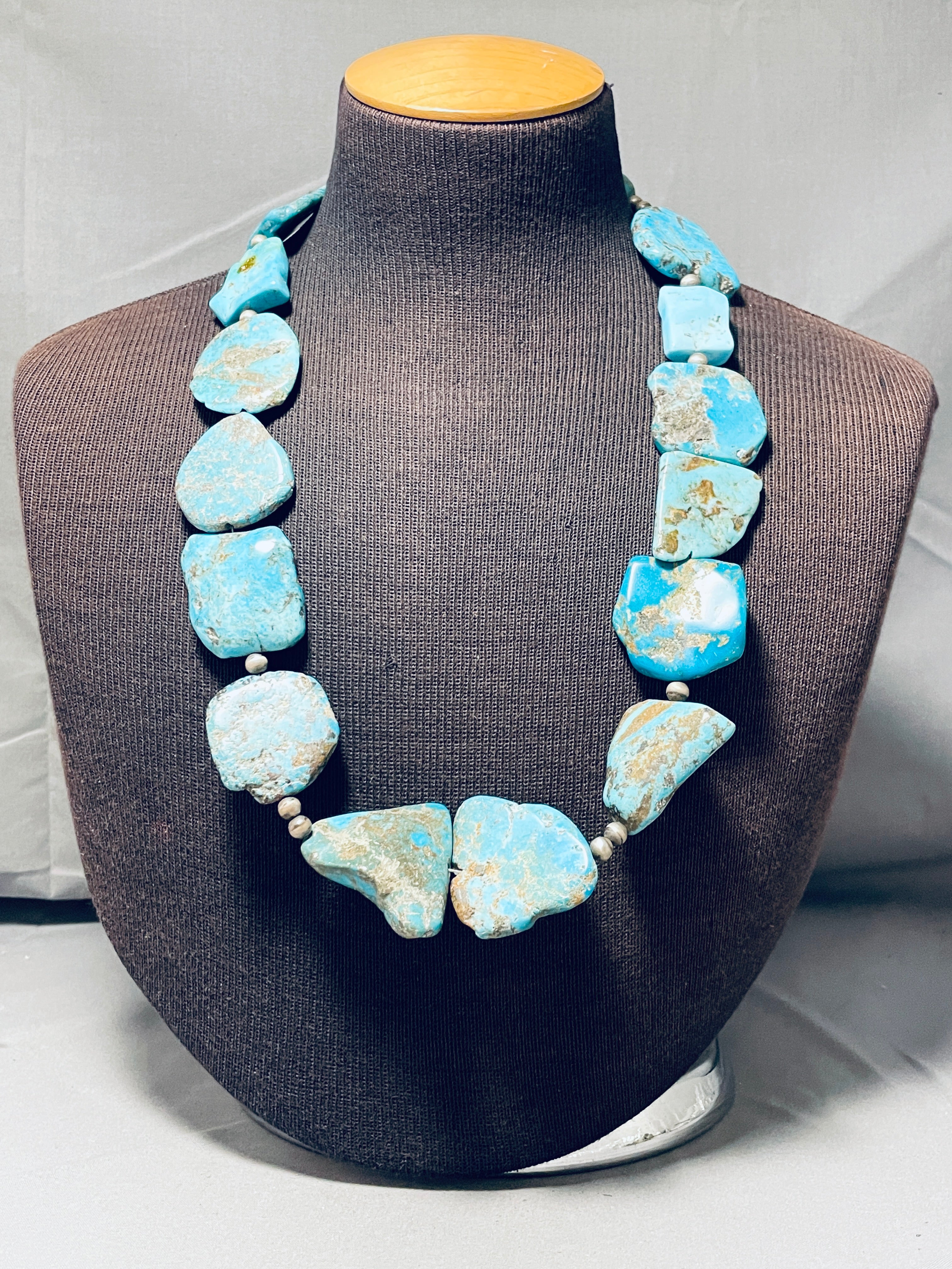 Vintage Navajo Morenci Old Kingman Turquoise Sterling Silver Necklace - 200g Handmade Native American Jewelry for Women, Boho Chic Accessories, Perfect for Festivals & Special Occasions