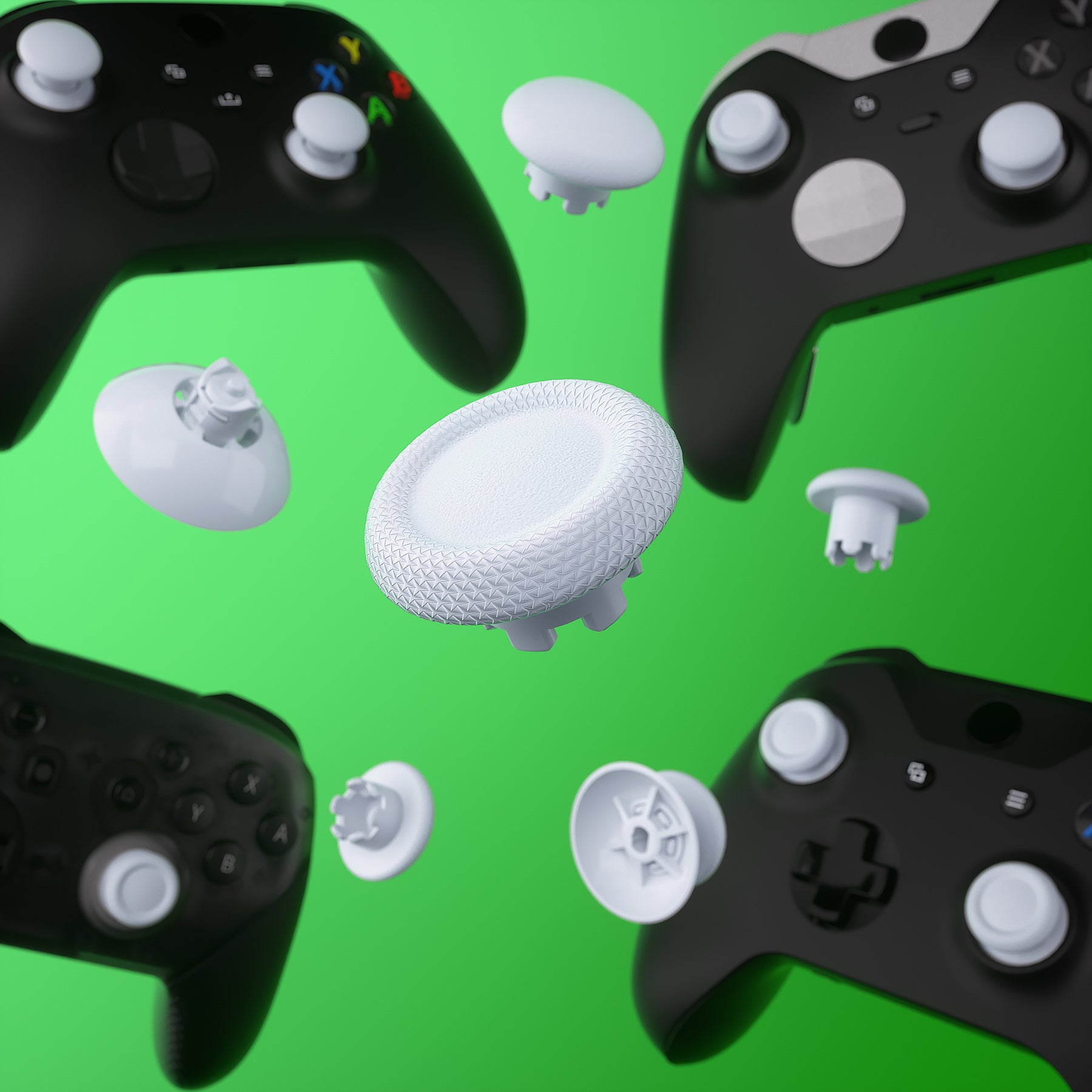eXtremeRate Interchangeable Thumbsticks for Xbox Core/One S/X/Elite V1 & Nintendo Switch Pro Controller - Robot White Swappable Analog Joystick | Gaming Accessories for Enhanced Control & Customization