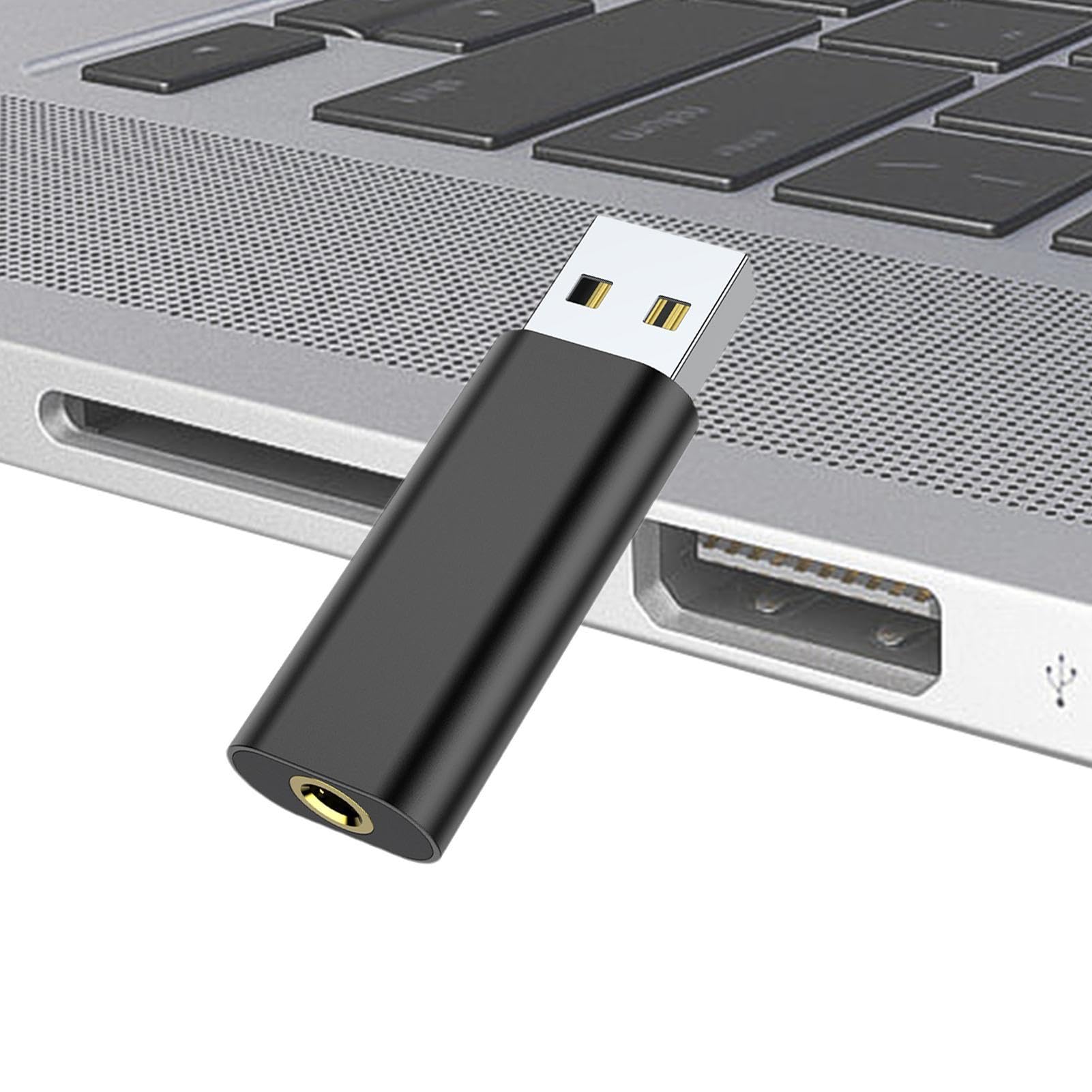 USB Sound Adapter for PC - 3.5mm Audio Jack to USB Converter, Plug & Play External Sound Card for Gaming Headsets (Perfect for League of Legends, Discord, Streaming & Online Meetings)