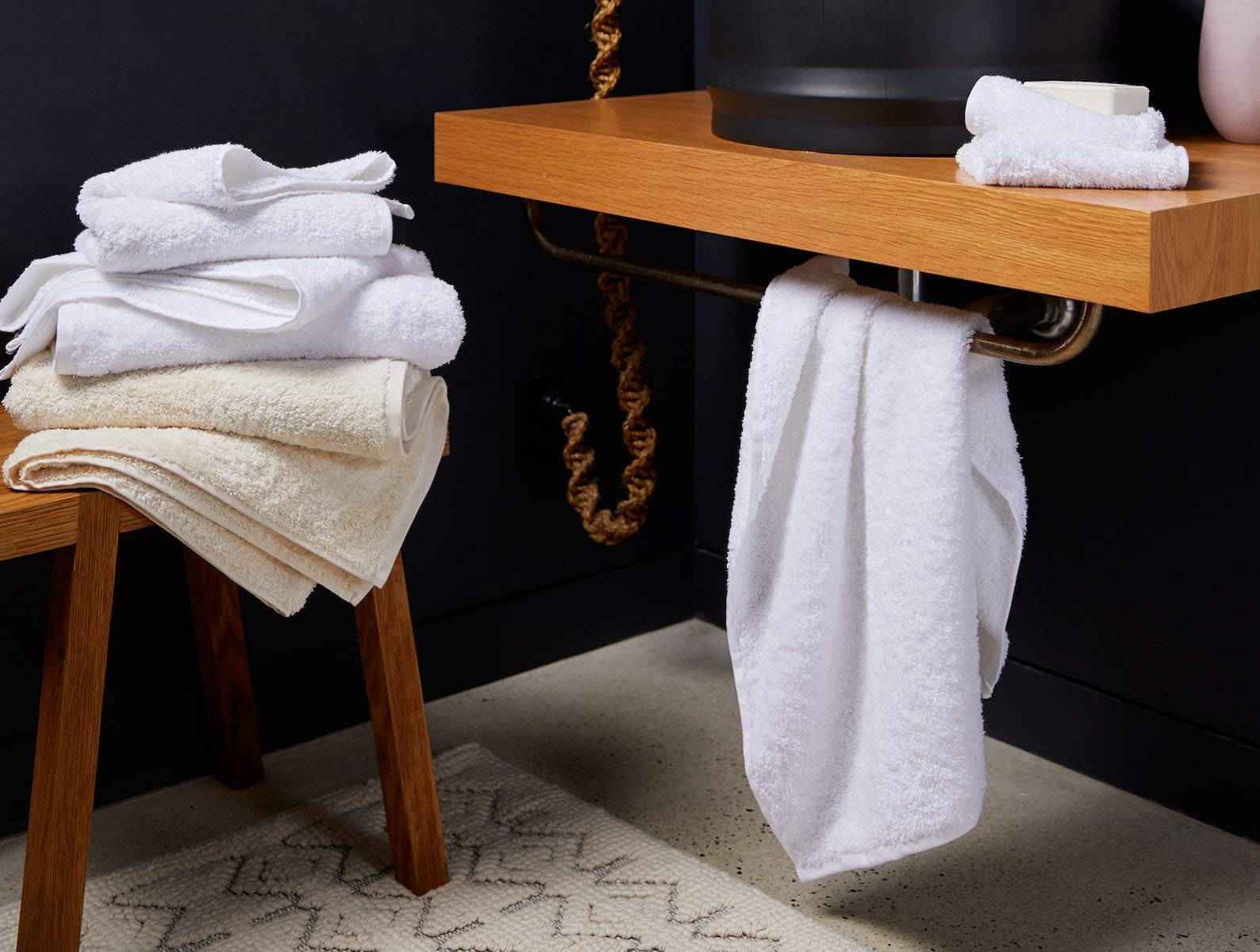 Coyuchi Cloud Loom Organic Cotton Bath Towel Set - 6 Piece Slate Gray - Ultra Soft & Absorbent Eco-Friendly Towels for Spa, Bathroom & Beach Use