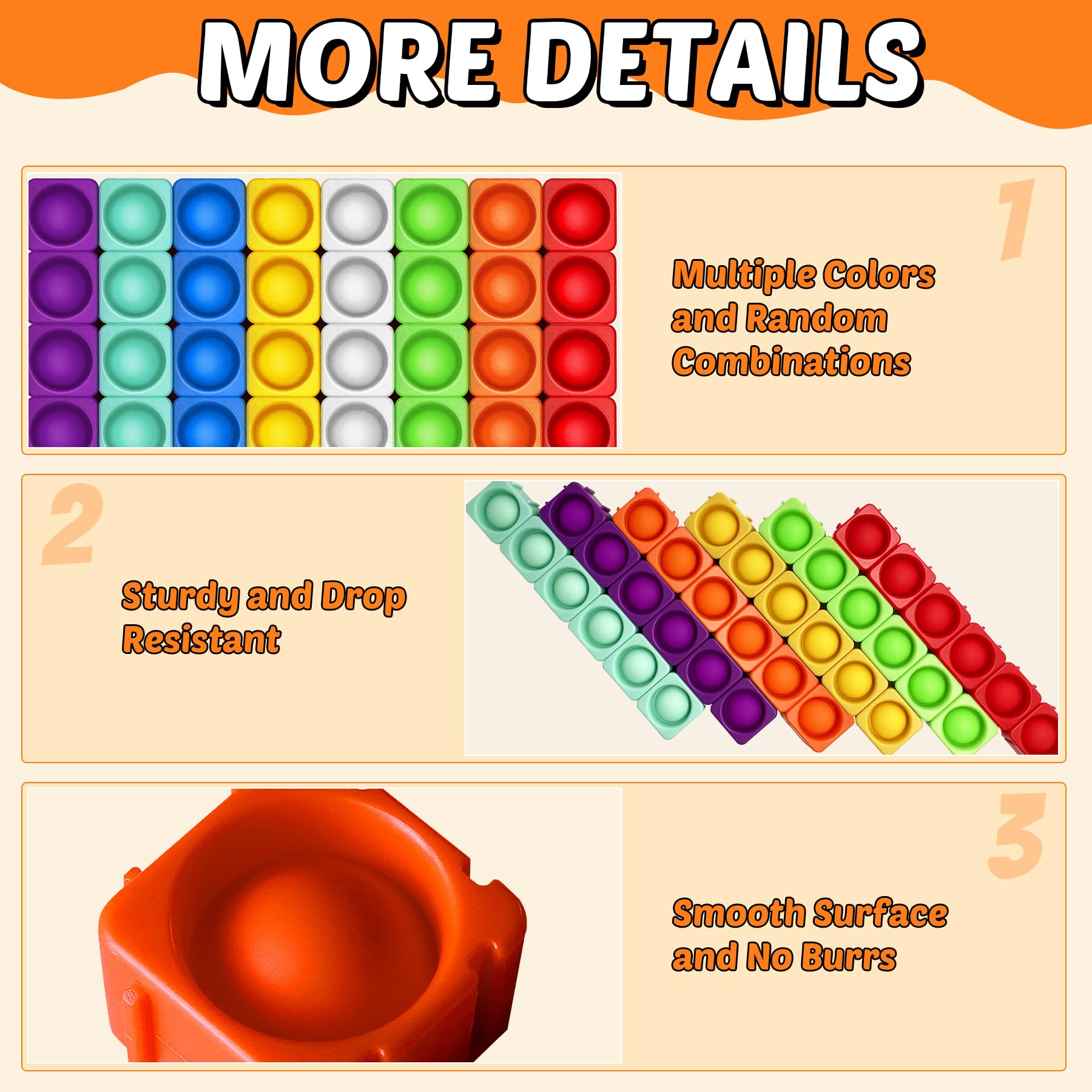 Premium Giant Pop Blocks Bubble Fidget Toy - 16PCS Vibrant Silicone Pop Blocks for Stress Relief, Sensory Play & Puzzle Games - Fun Educational Gift for Kids, Adults & Autism Therapy - Perfect for Home, Office & Classroom Use