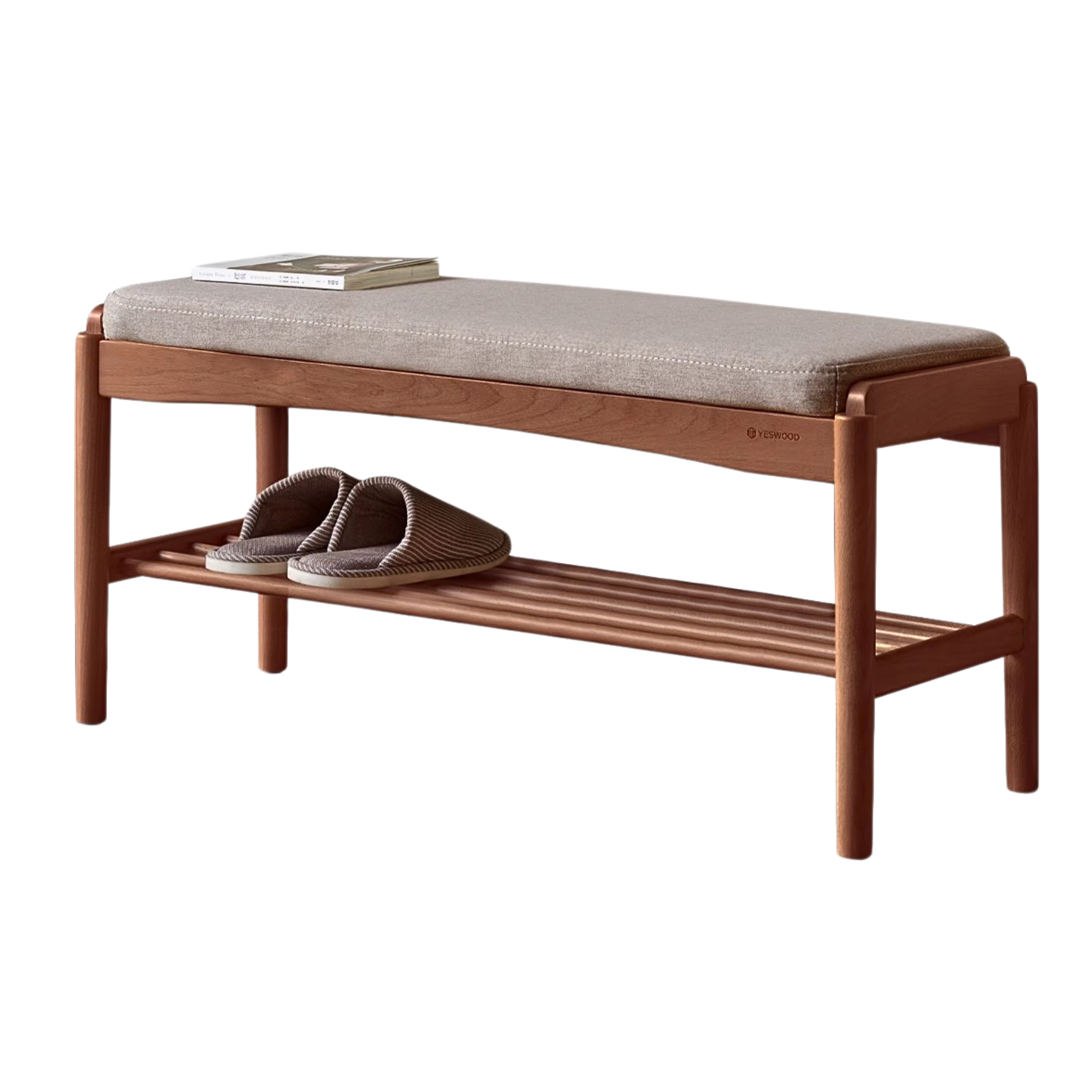 Solid Wood Shoe Storage Bench - Beech, Cherry, Walnut & Oak - Entryway Organizer for Home & Closet Storage