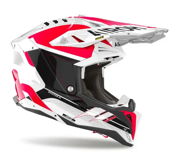 Airoh Aviator 3 Saber Gloss Red Motorcycle Helmet - DOT & ECE Certified - Lightweight & Ventilated for Street & Racing - Perfect for Urban Commuting & Track Days