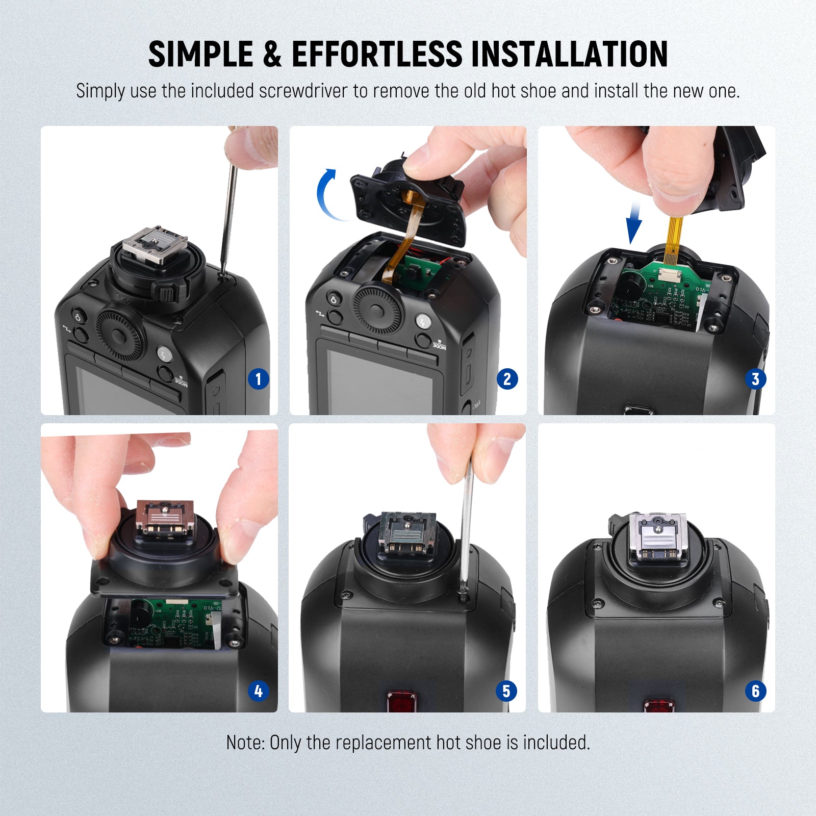 NEEWER Hot Shoe Replacement for Z2 S Round Head Flash Speedlite - Compatible with DSLR & Mirrorless Cameras - Perfect for Photography, Studio Lighting & On-Location Shoots