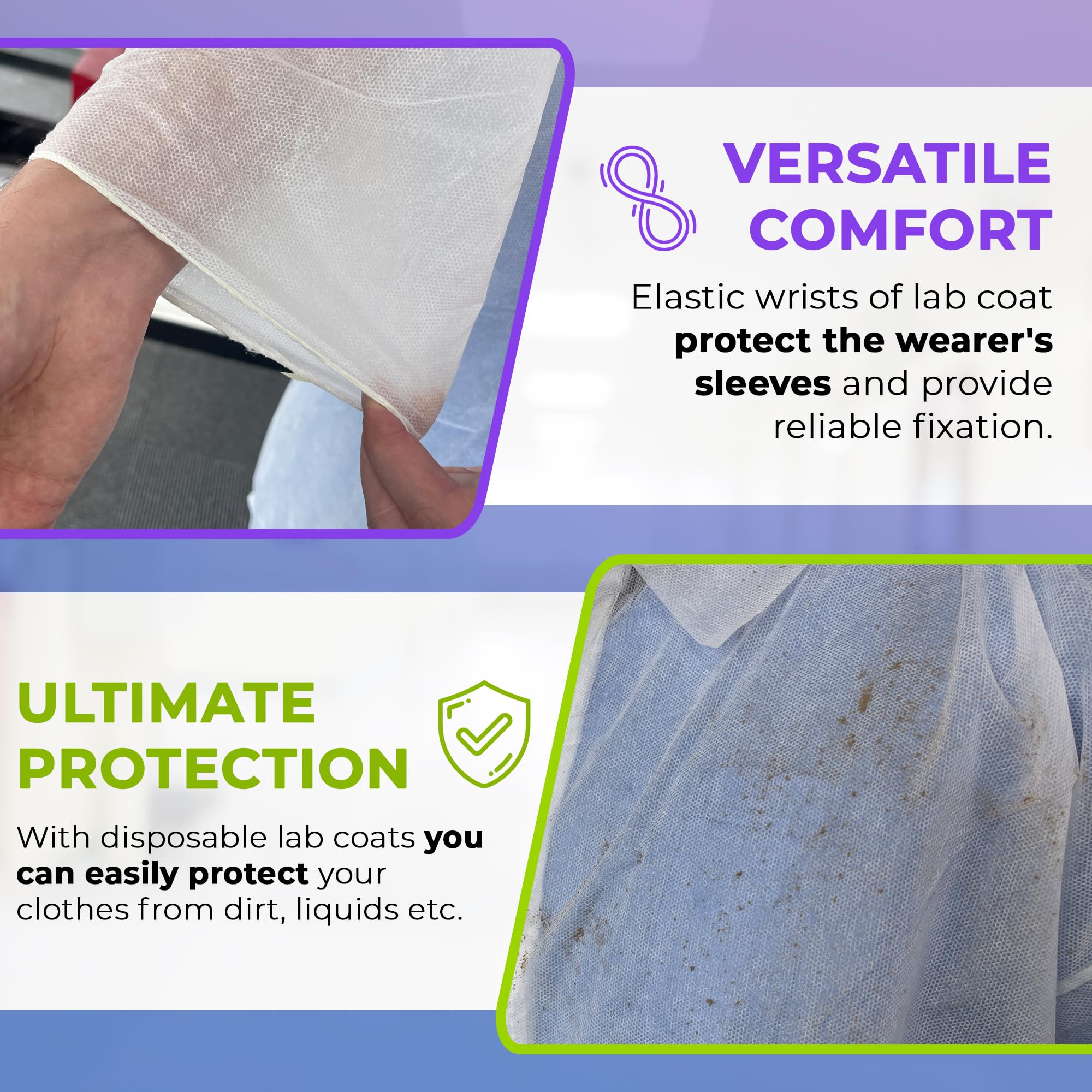 AMZ Medical Supply White Disposable Lab Coat - 30 Pack, 35 GSM Polypropylene Fabric PPE Coat for Adults | Knee-Length Design with Elastic Wrists & Loop Fasteners | Ideal for Medical Professionals, Laboratories, Cleanrooms & Healthcare Settings