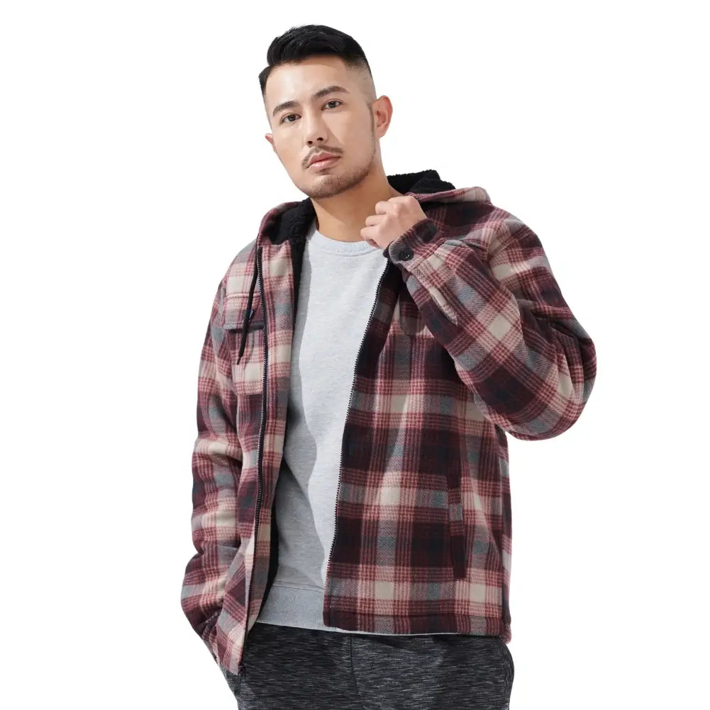 Men's Plaid Sherpa Lined Jacket - Warm Winter Flannel Shirt Jacket for Outdoor Activities & Casual Wear
