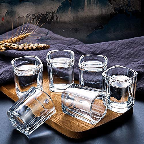 Premium Kosh Crystal Clear Heavy Base Square Shot Glasses - 6 Pack (60ml) for Vodka, Tequila, Whiskey & Cocktails - Perfect for Home Bars, Parties & Wine Tasting - Durable Square Design for Elegant Serving