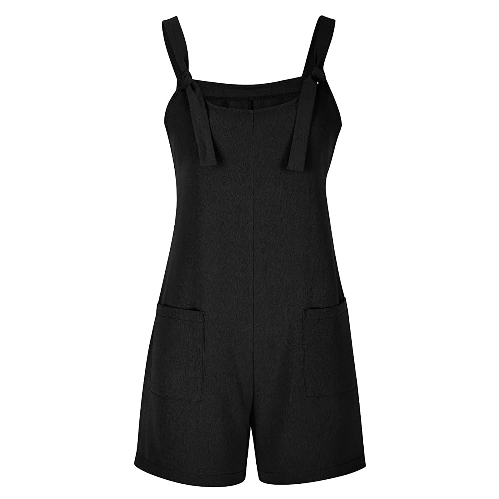 Women's Cotton Linen Sleeveless Romper Jumpsuit with Pockets - Casual Summer Overalls Shorts for Outdoor Activities, Beach & Vacation Wear