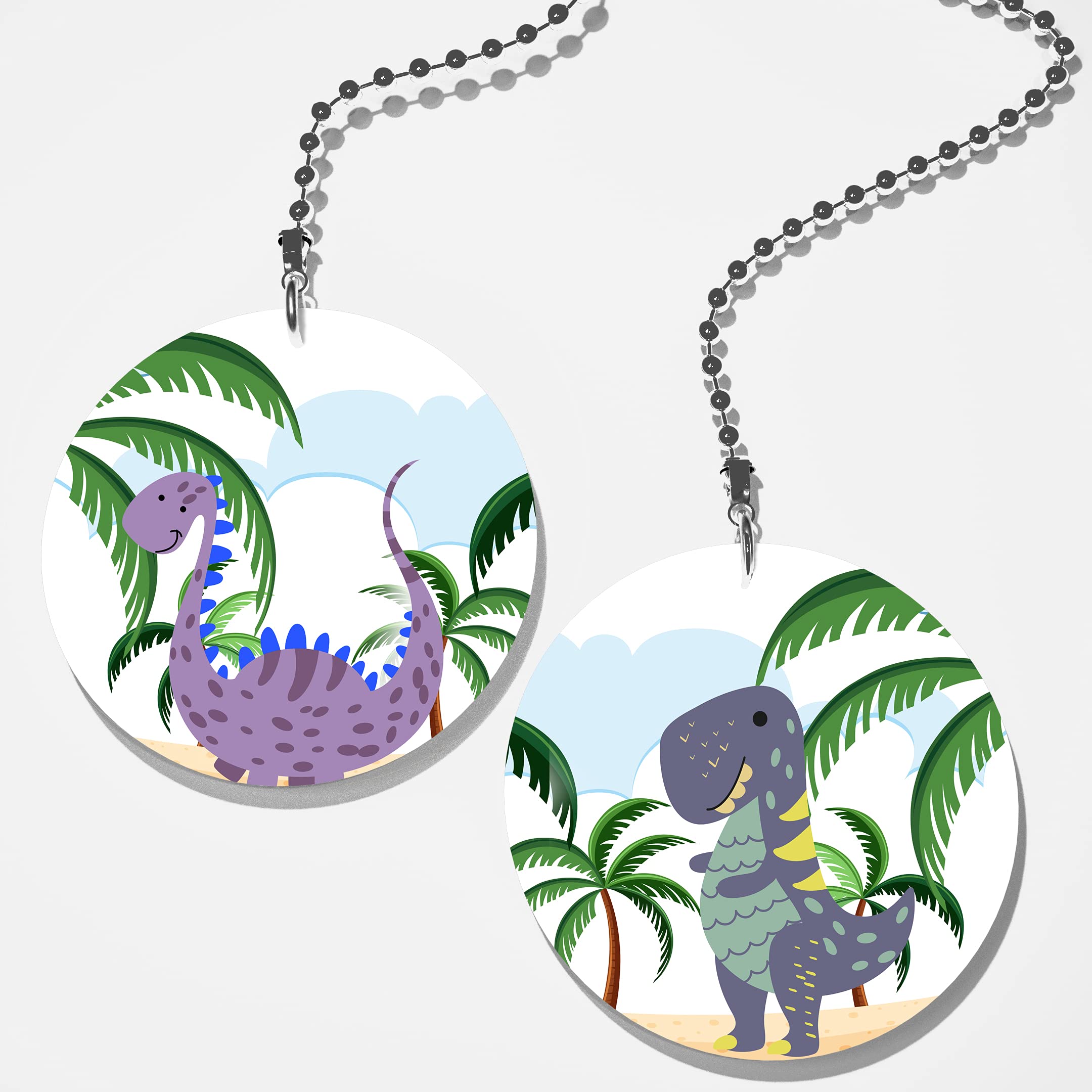 Set of 2 Matching Desert Dinosaur Ceiling Fan Pull Chains - Cute Dinosaur Decor for Kids Room, Nursery, or Classroom Lighting Accessories