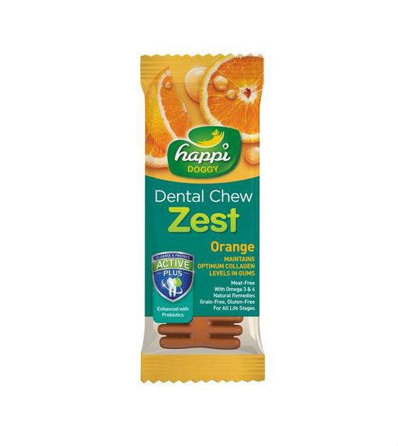 Happi Skippi ZEST Dental Dog Chews for Small & Medium Dogs - Natural Orange Flavor Teeth Cleaning Treats for Fresh Breath - Perfect for Daily Oral Care & Playtime
