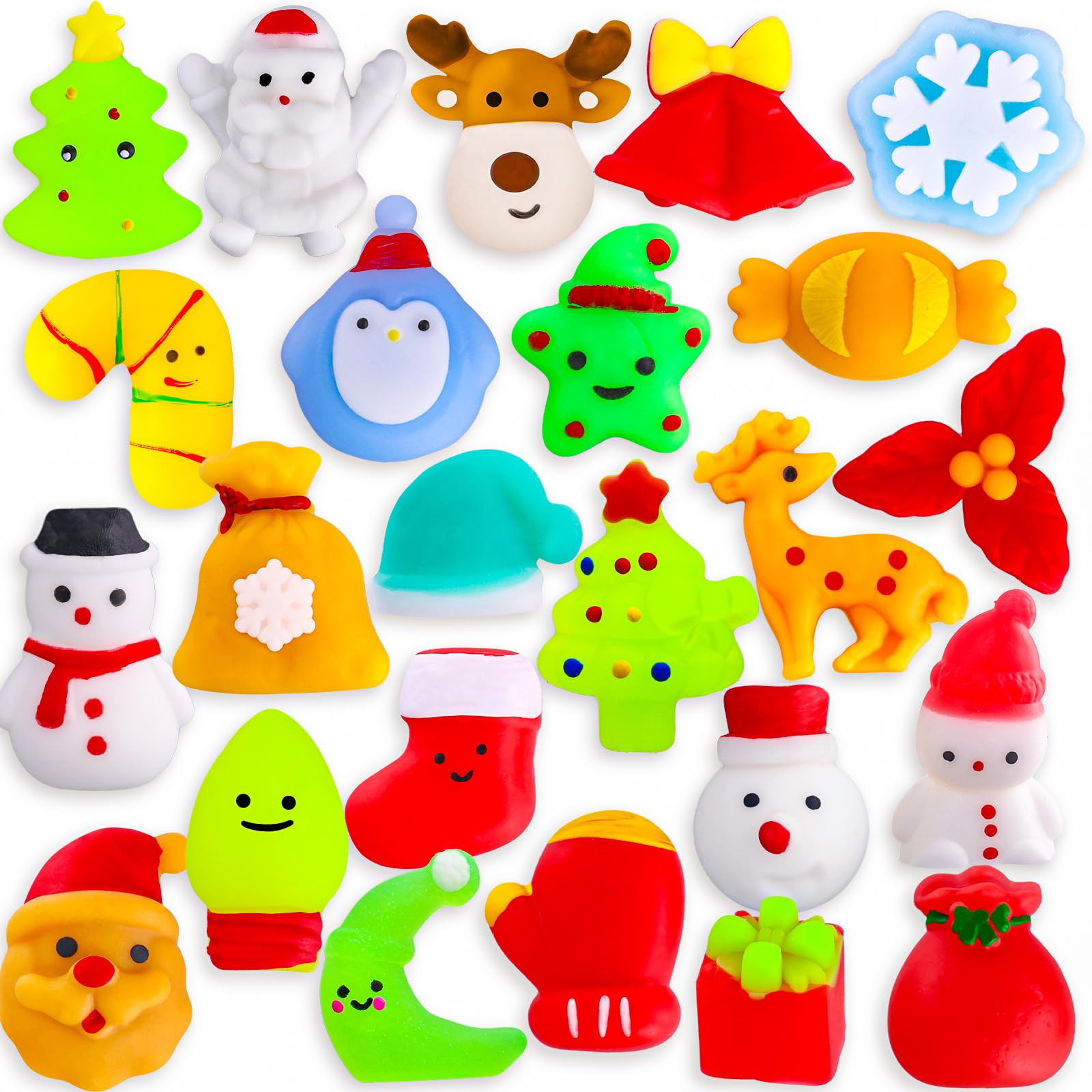 24Pcs Christmas Squishy Toys Bulk - Stocking Stuffers for Kids Party Favors | Holiday Gift Fillers