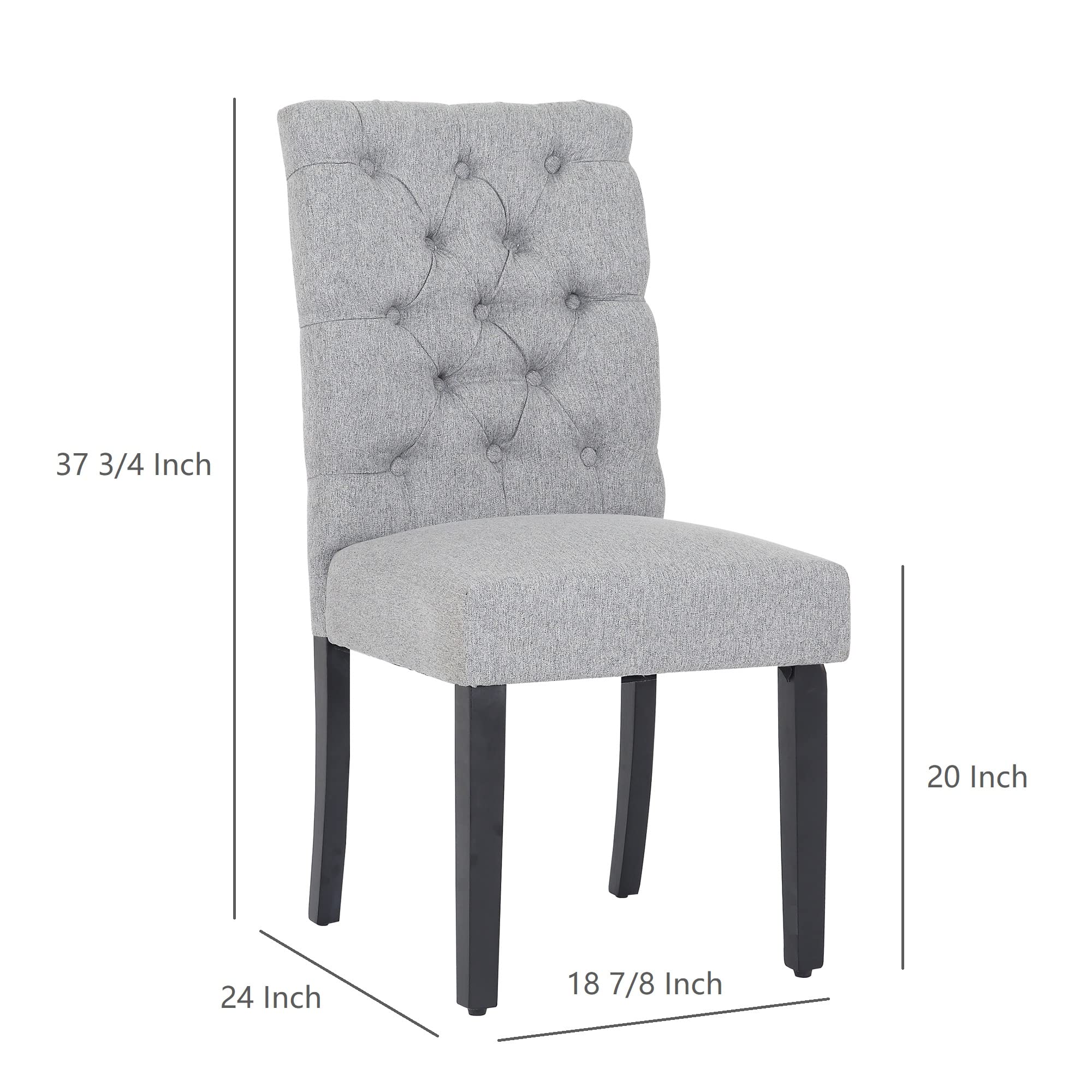 WestinTrends Hayes Tufted Dining Chairs - Linen Upholstered Kitchen & Dining Table Chairs with Solid Wood Legs in Gray | Perfect for Modern Farmhouse, Restaurant Style & Home Decor