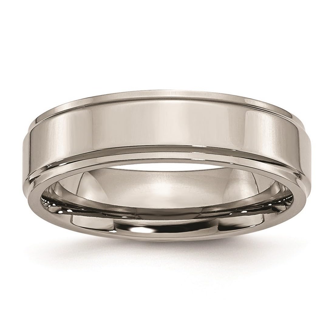 Titanium Ridged Edge 6mm Polished Band Ring for Women & Men - Durable Wedding, Engagement & Fashion Jewelry - Perfect for Everyday Wear, Gifts & Special Occasions