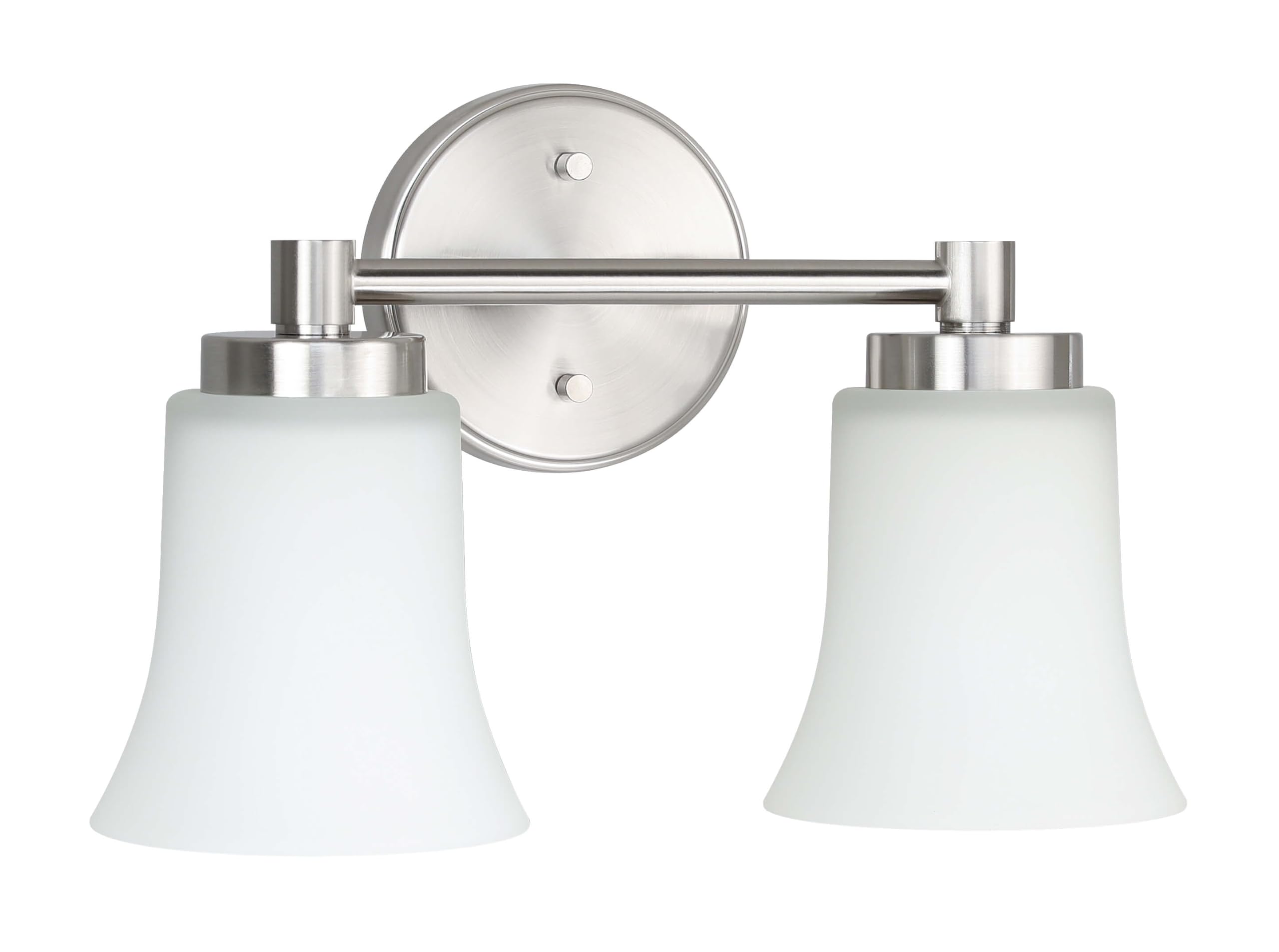 XiNBEi Modern Bathroom Vanity Light - Brushed Nickel 2-Light Wall Sconce with Glass Shades for Bathroom, Powder Room & Dressing Area | XB-W1235-2-BN