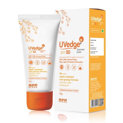 UV Edge SPF 50 Sunscreen Lotion - Broad Spectrum UVA/UVB Protection, Water Resistant, Non-Greasy Formula for Face & Body - Perfect for Beach, Swimming & Outdoor Activities