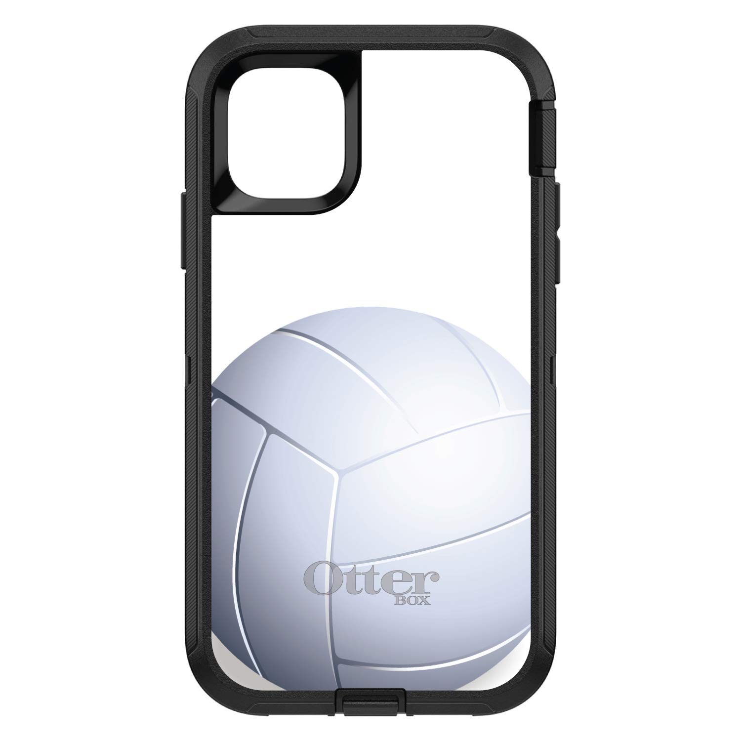 DistinctInk iPhone 11 Pro MAX Case (6.5 Inch) - Durable Protective Cover | OtterBox Defender Alternative in Black & White Volleyball Design | Perfect for Sports, Outdoor Activities & Daily Use